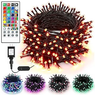 ODEETRONIC Orange String Lights, 98ft 300 LED Halloween String Lights with Remote, Dimmable Twinkle Purple Tree Lights, Mini Plugin RGB Color Changing Fairy Lights Waterproof for Home Party Patio