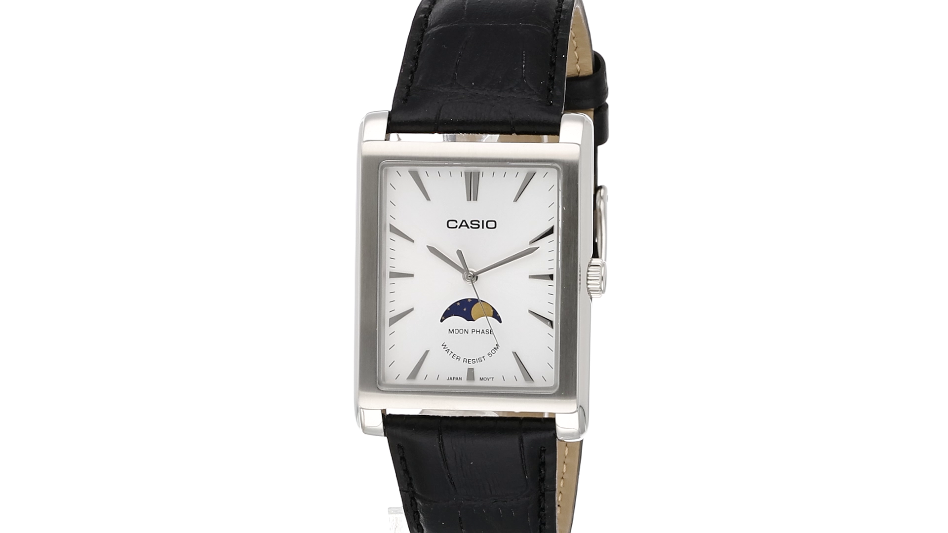 Casio Analog Quartz Moonphase Leather Strap Men