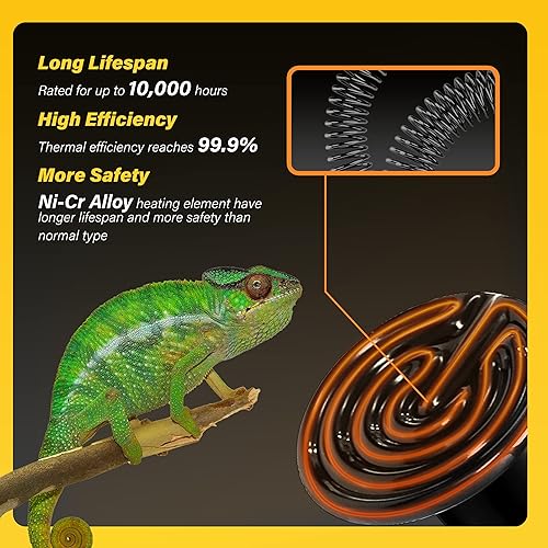 Miniatura 5 de Simple Deluxe Bombilla de calor para reptiles de 150 W, emisor de calor de cerámica, sin emisor de luz, calentador de gallinero para mascotas