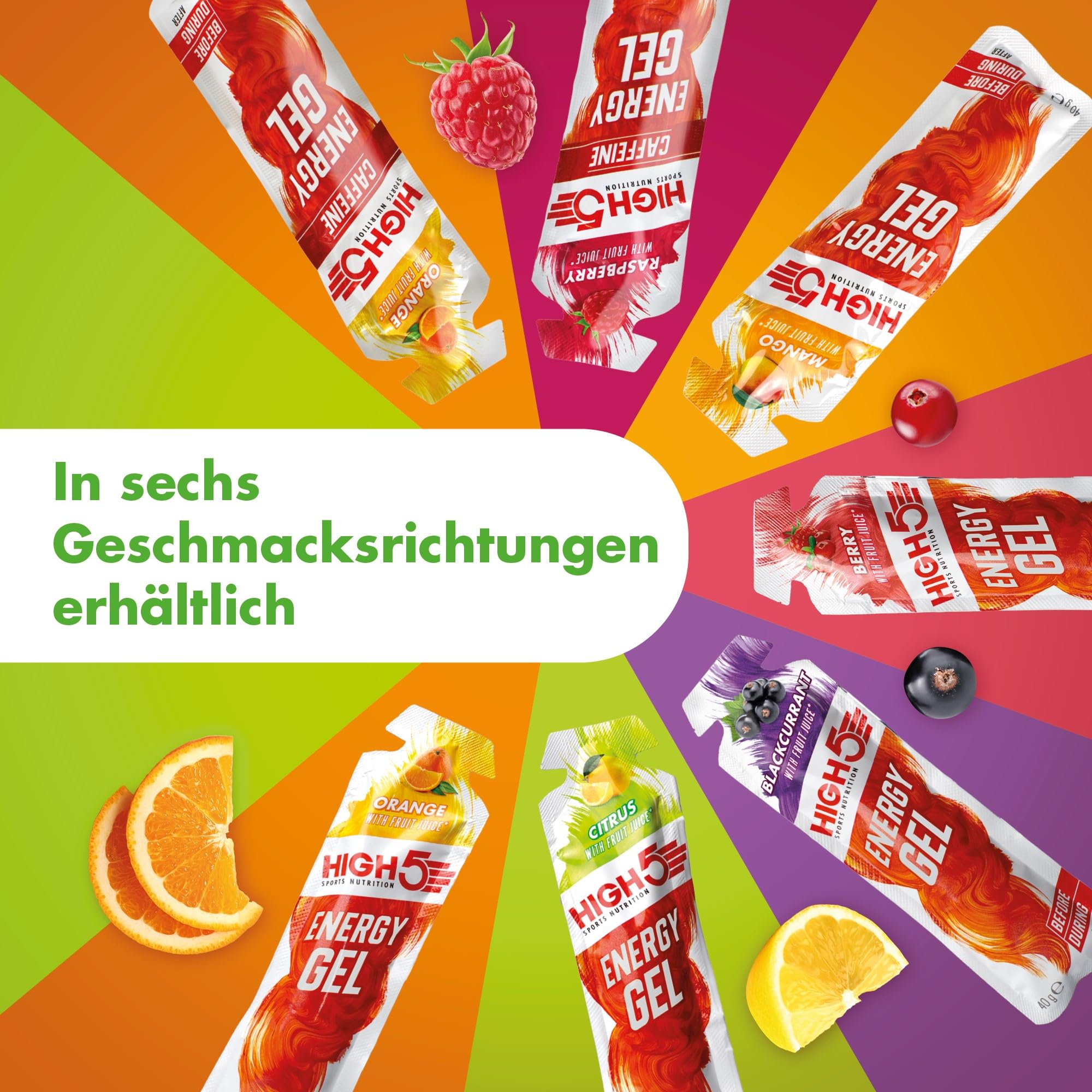 HIGH5 Energy Gel, Energie-Gel im schnell zu öffnenden Portionsbeutel, mit natürlichem Fruchtsaft | (Zitrus, 20 x 40g)