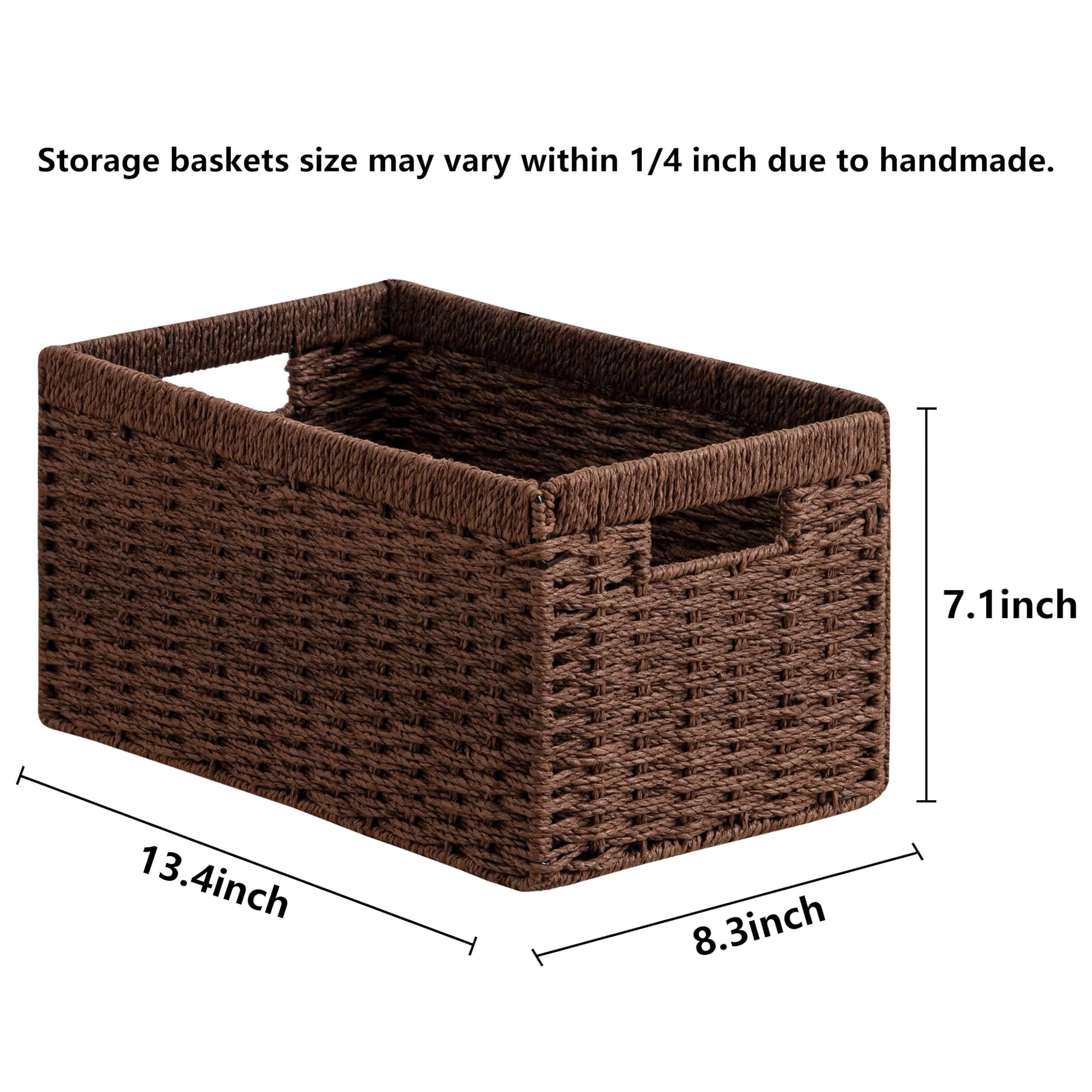 Brown Basket デモセット4枚 UBBCARE 4 Pack Wicker Basket, 13.4L×8.3H×7.1W inch Woven Paper