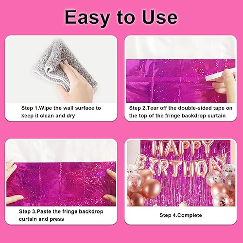 Miniatura 4 de Paquete de 3 telón de fondo dorado de 3.3 x 8.2 pies para decoraciones de fiesta doradas, cortinas de flecos metálicos dorados, telón de fondo de