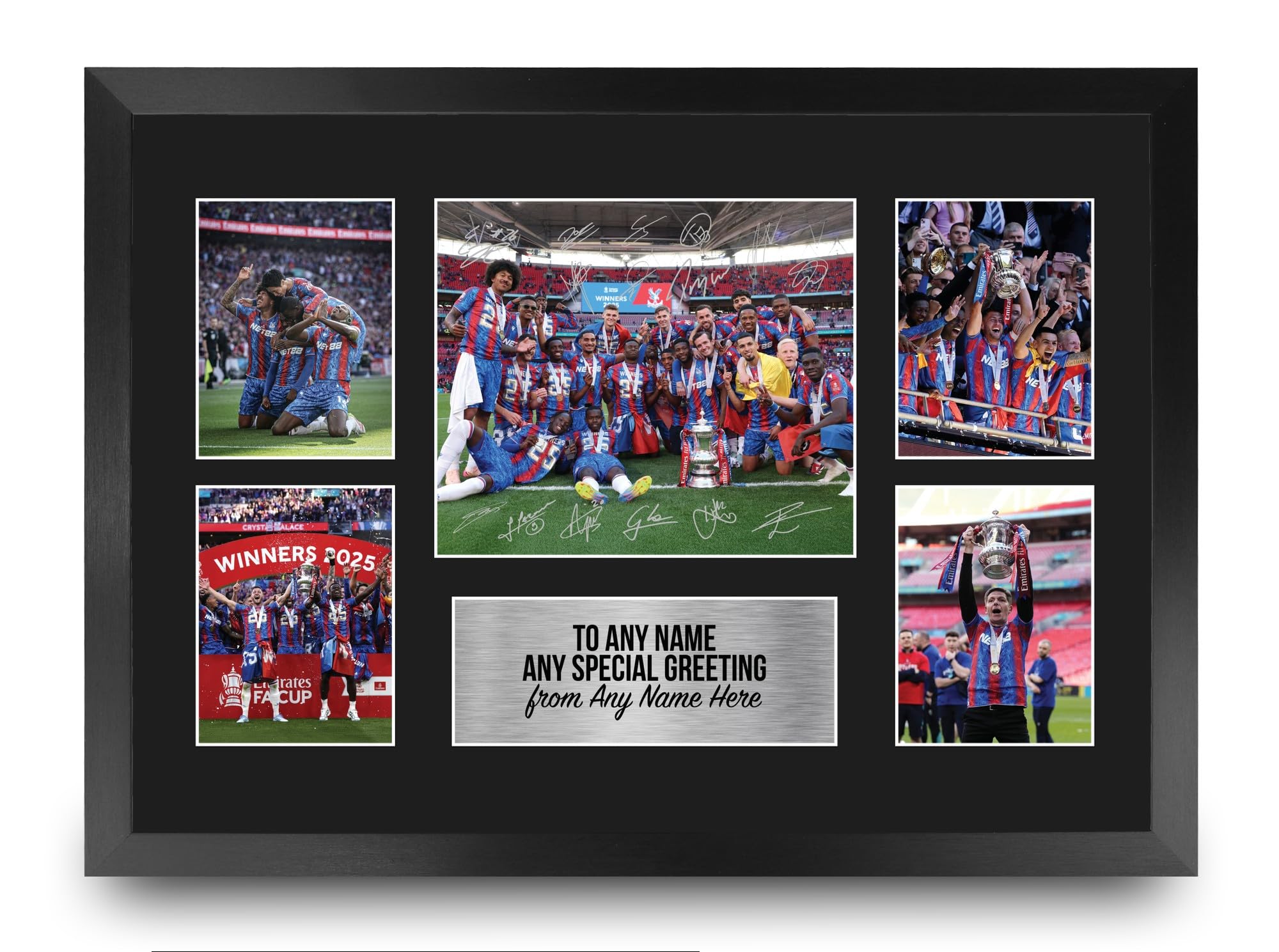 HWC Trading FA Cup Winners 2025 Personalised Gift - Signed Autograph Picture, Framed A3 Football Photo Display with Custom Name Message for Birthday Christmas Wedding โ image 1