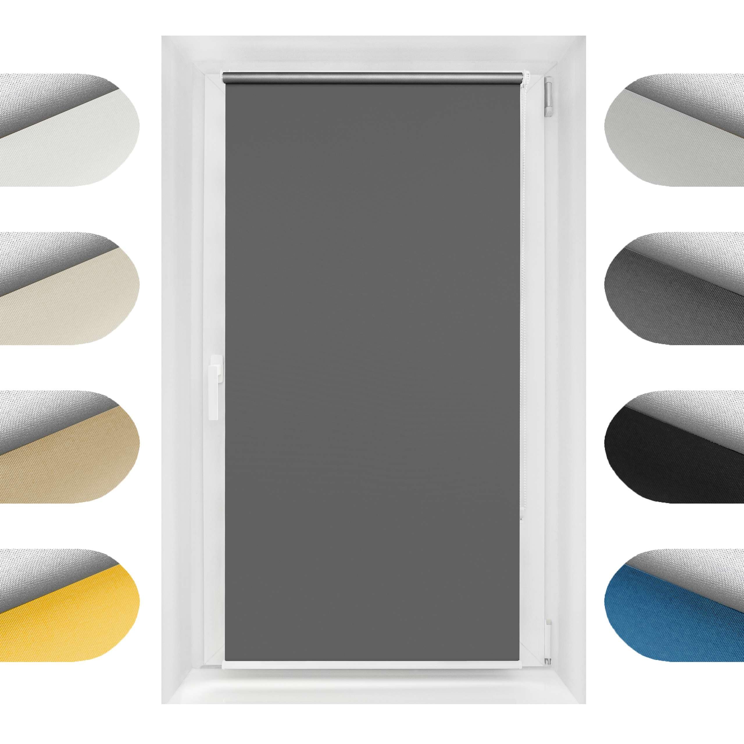 Birrke® Thermorollo ohne Bohren/mit Bohren 2in1 80x150 cm - Verdunklungsrollo für Hitzeschutz und Sonnenschutz - Fenster Verdunkelungsrollo - Einfache Montage Dunkelgrau