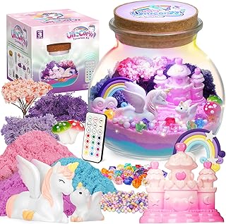 Winnrok Unicorn Gifts for Girls, Craft Set Children's Toy 4 5 6 7 8 Years, Night Light Unicorn Terrarium Set, Christmas Birthday Gift for Children Girls, DIY Toy