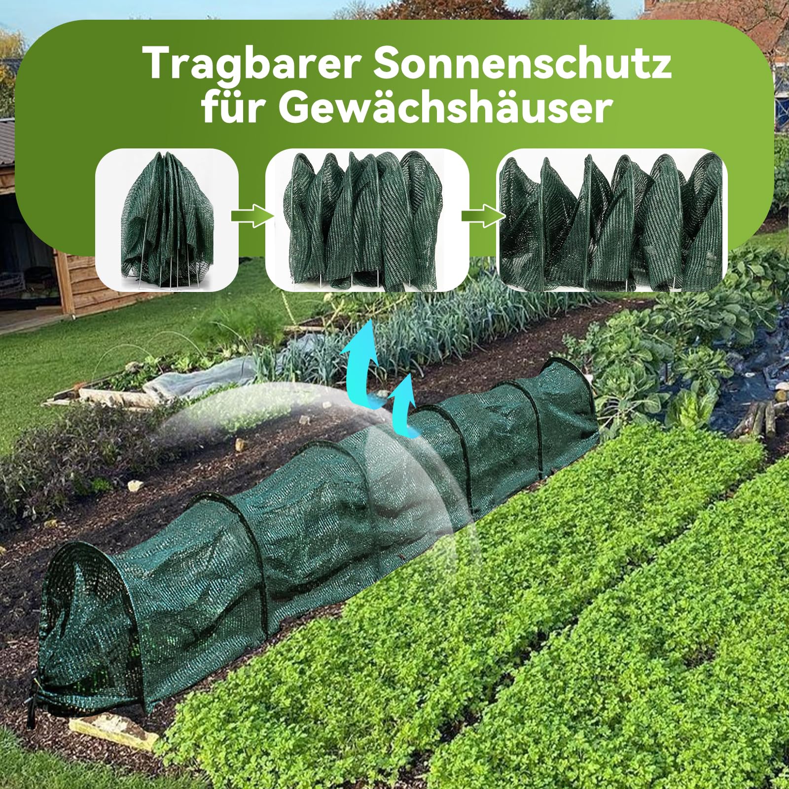 Tunnel de plantation, tunnel de jardin, pliable, 300 x 30 x 45 cm, tunnel de protection pour semis, serre avec système d'emboîtement, 6 arcs de tunnels, pour l'élevage, parterre surélevé, potager