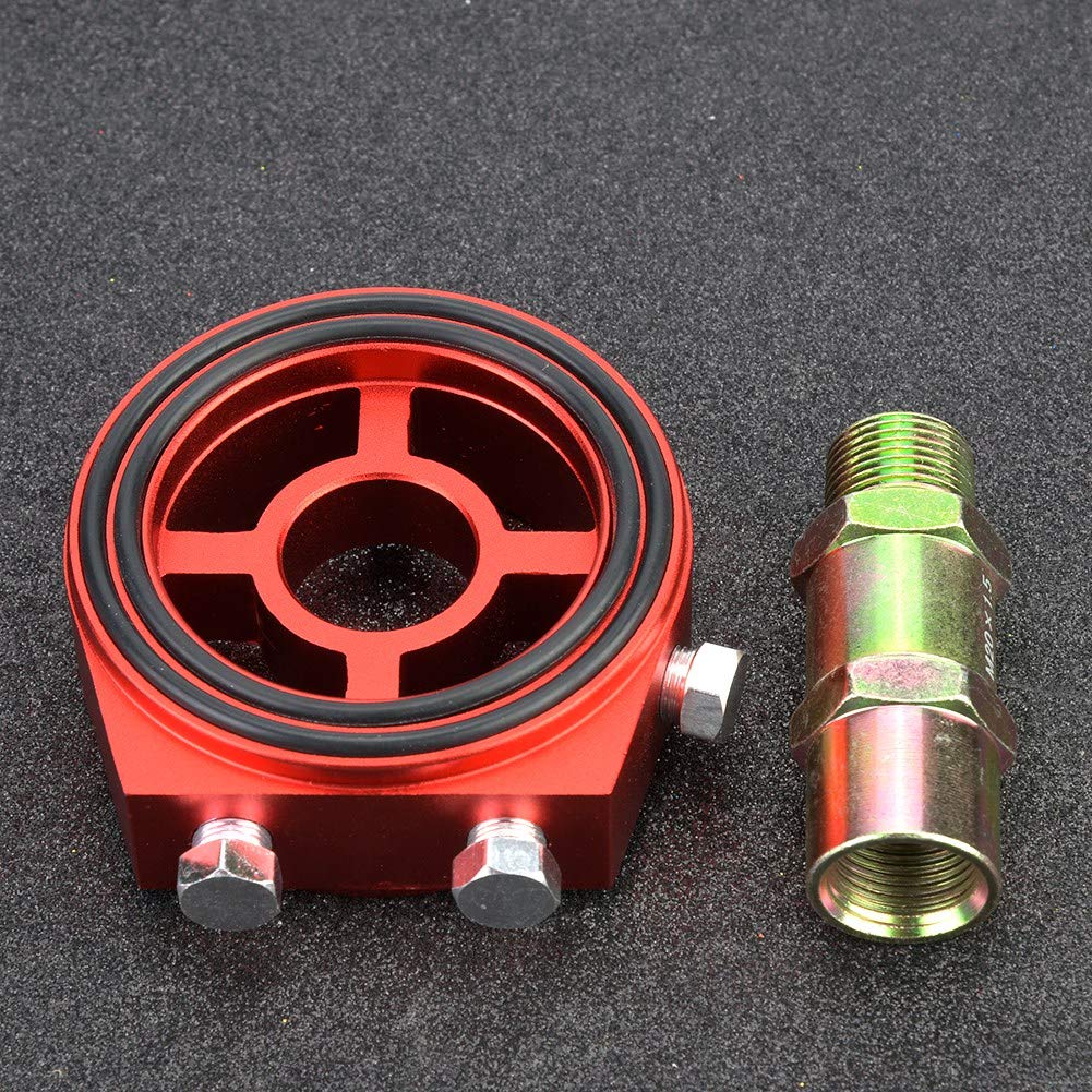 Kit adattatore per misuratore di temperatura olio a piastra sandwich con radiatore filtro olio universale in alluminio, rosso