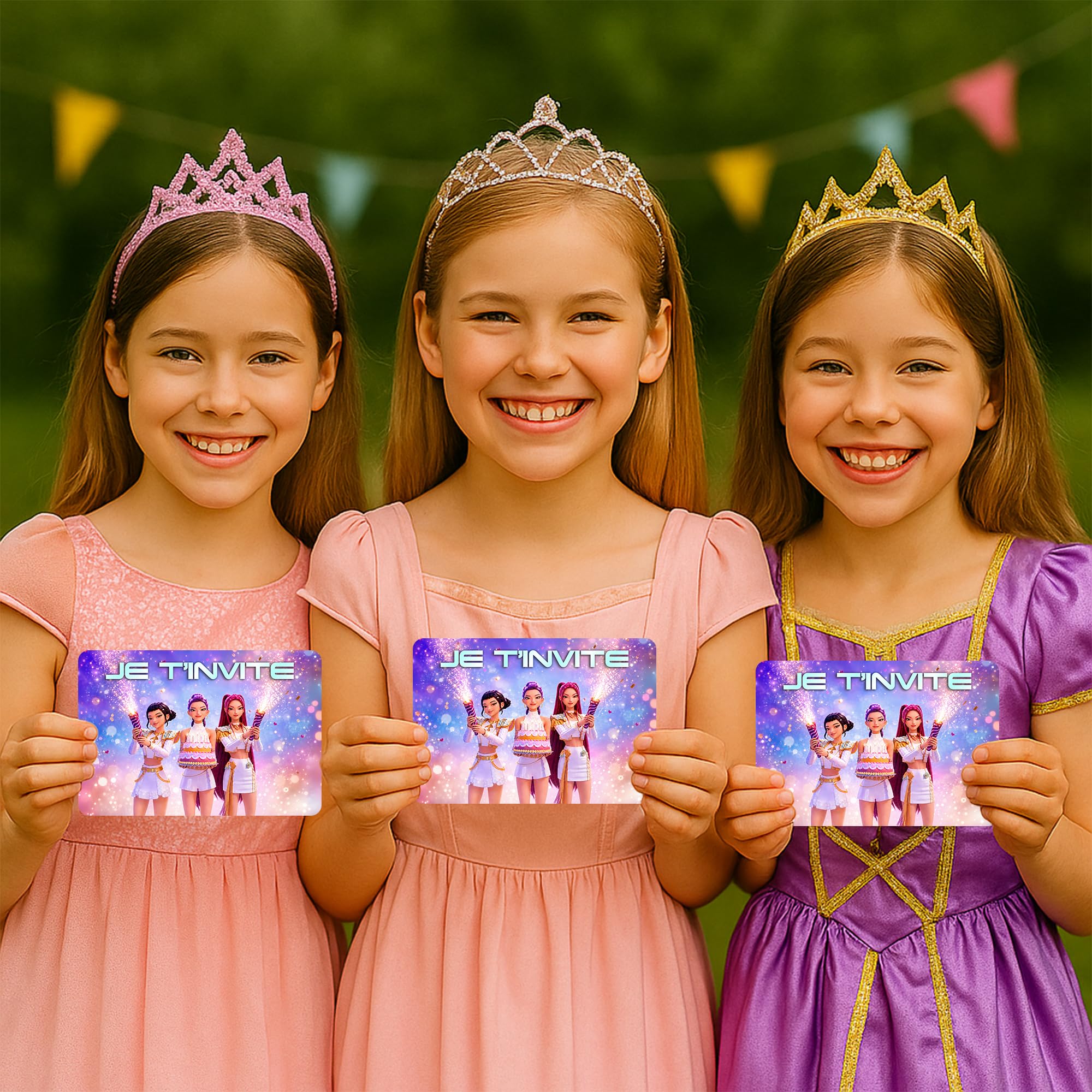 Fun4kid 12x Cartes Invitation Anniversaire Filles Danse avec Enveloppes Assorties