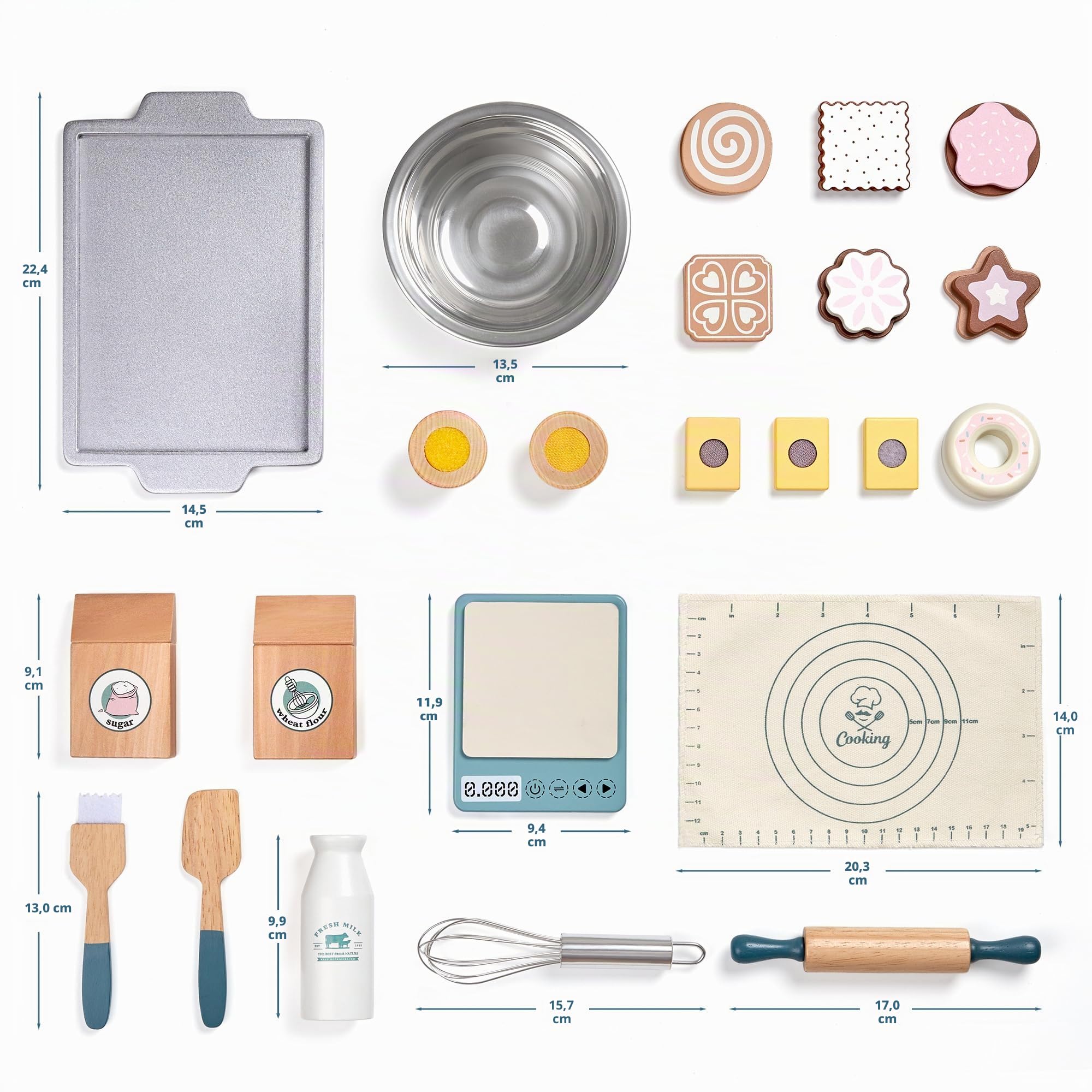 Set di alimenti da gioco in legno per bambini piccoli Giocattoli cibo pretend play accessori da cucina con borsa della spesa