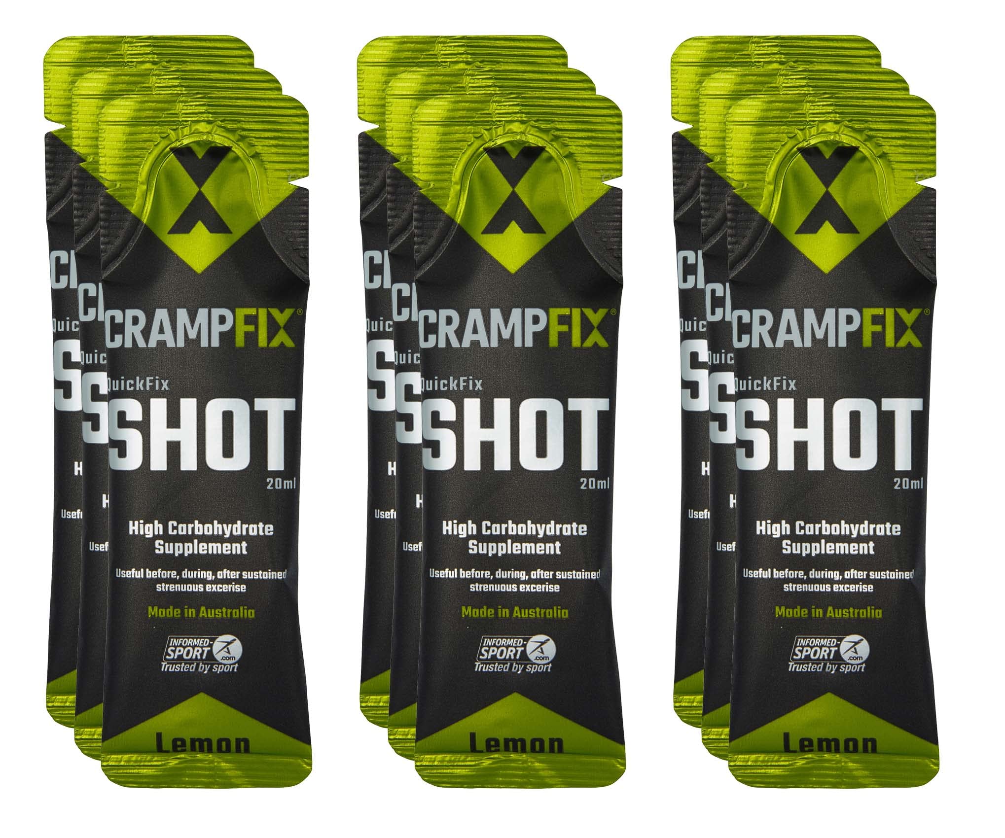 Crampfix QuickFix Shot Sachets - Fast & Effective Relief from Muscle Cramp (9 x 20ml Sachets) (Lemon)