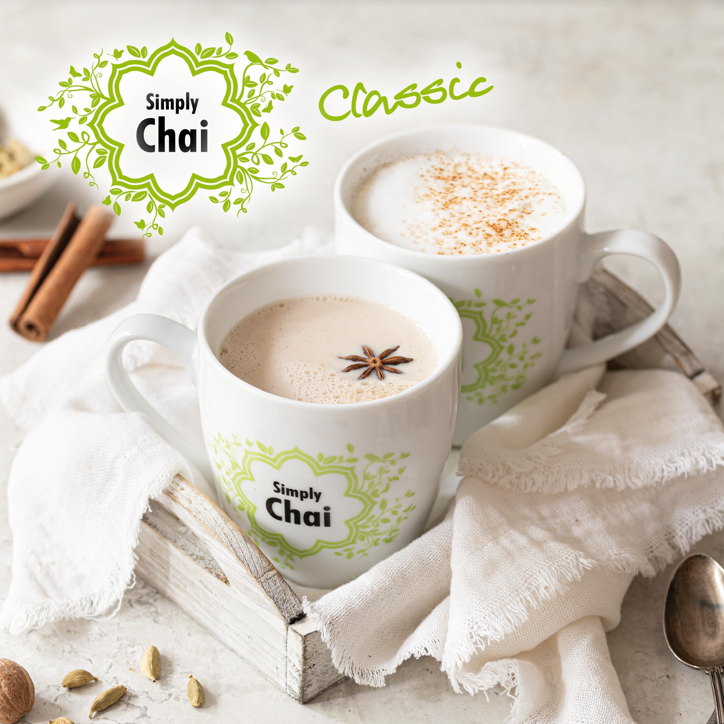 Simply Chai Bio & Vegan Classic Chai Latte Pulver, 1kg Vorratsbeutel – Traditioneller indischer Gewürztee mit Schwarztee & Zimt, instant löslich