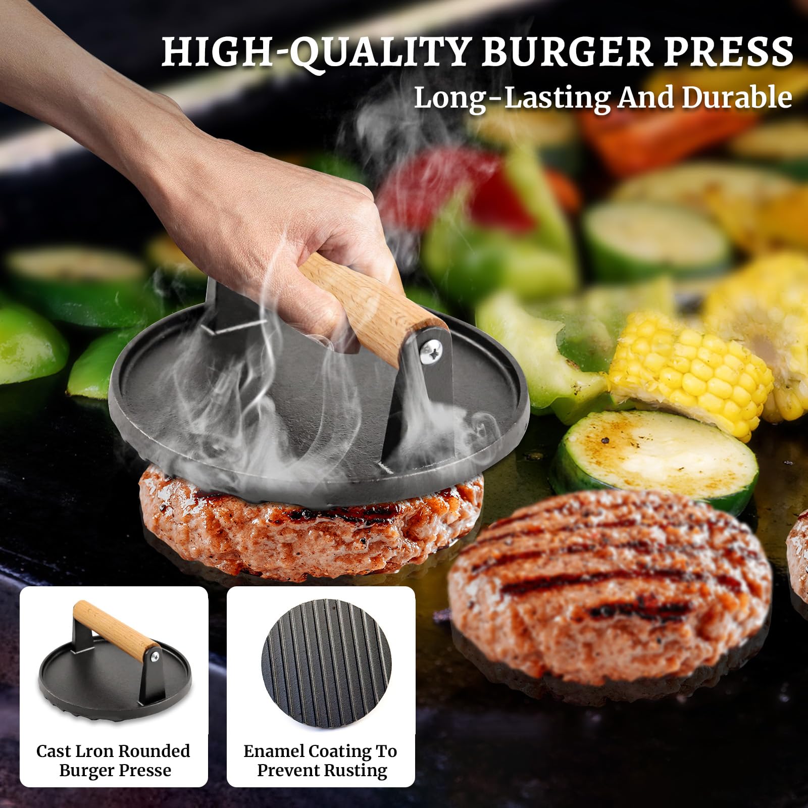 Zestaw akcesoriów do grilla Blackstone, 29 szt., zestaw akcesoriów do grilla z płaską górą, zestaw przyborów do grillowania ze szpatułkami, prasą do burgerów, osłoną do smażenia, skrobakiem, torbą do