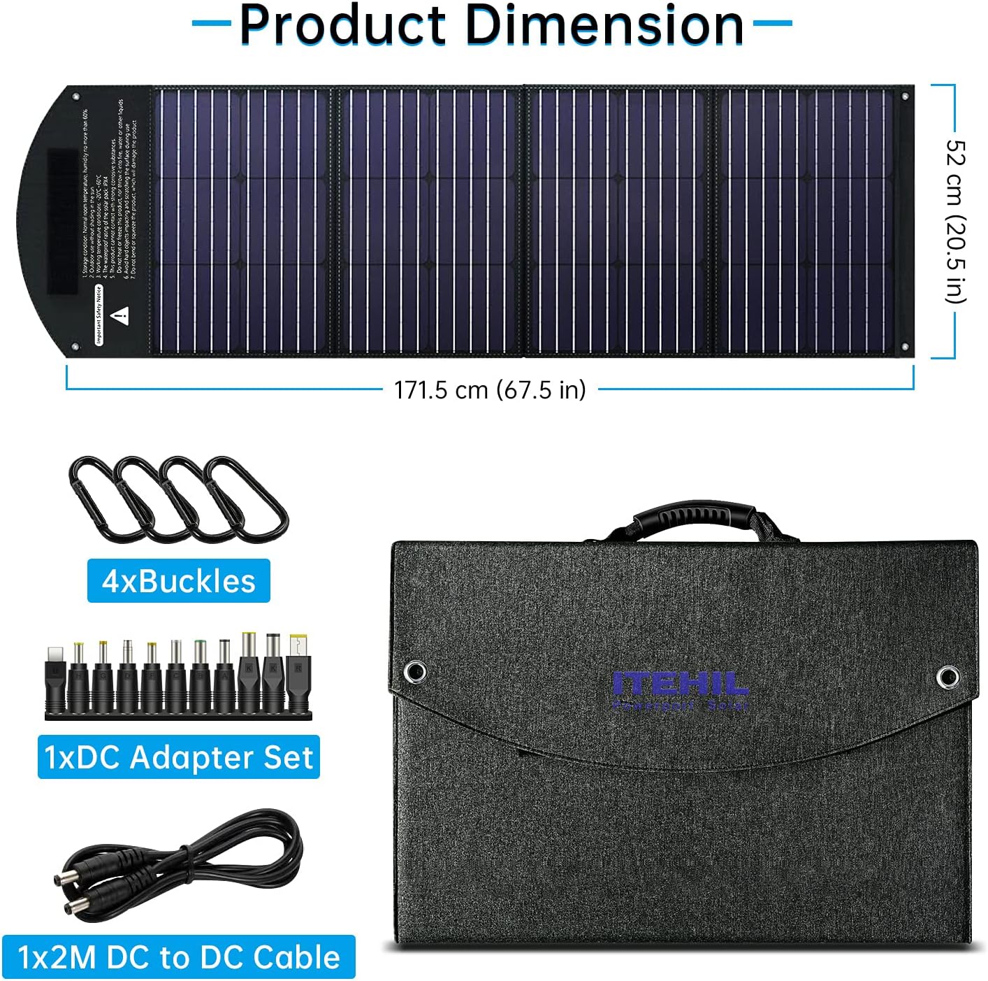 ITEHIL Solar Panel, 100W Monocrystalline Portable Solar Panel, High Efficiency Waterproof Solar Panel Charger with USB/DC Outputs for Power Stations Outdoor Camping : Garden & Outdoor
