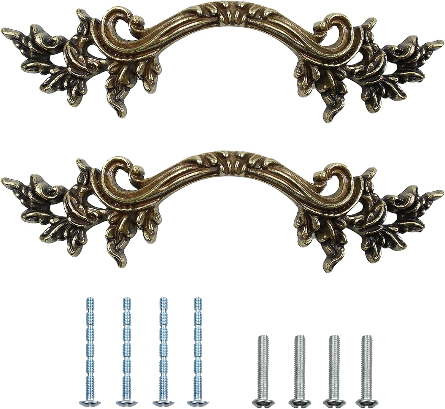 4PCS 6Inch Vintage Drawer Pulls, Antique Bronze Cabinet Handles, Euro Style Dresser Hardware, Classic Decorative Furniture Handles for Kitchen, Bathroom, Cupboard