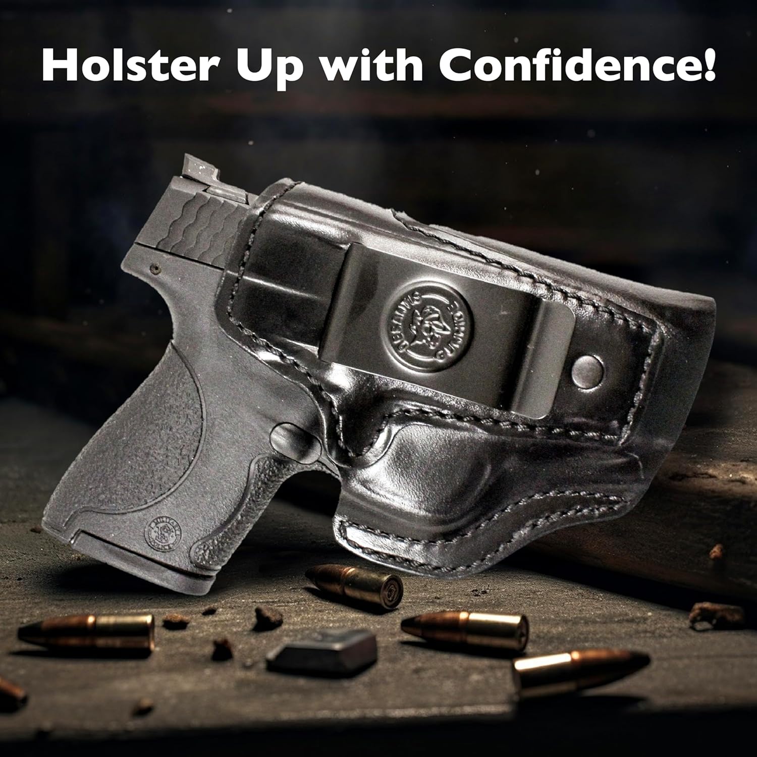 DeSantis Inside Heat IWB Gun Holster - Concealed Carry, Leather Holster IWB for Pistols, Compatible with S&W M&P Shield 9/40, S&W M&P Shield M2.0 9/40, S&W M&P 9 Shield Plus - Right Hand Draw, Black