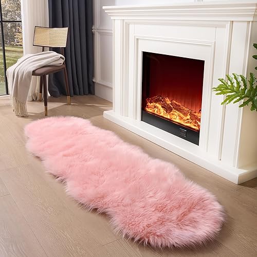 Miniatura 252 de Alfombra de piel sintética esponjosa de piel de oveja blanca, 4 x 6 pies, ultra suave, para dormitorio, mesita de noche, sala de estar, guardería