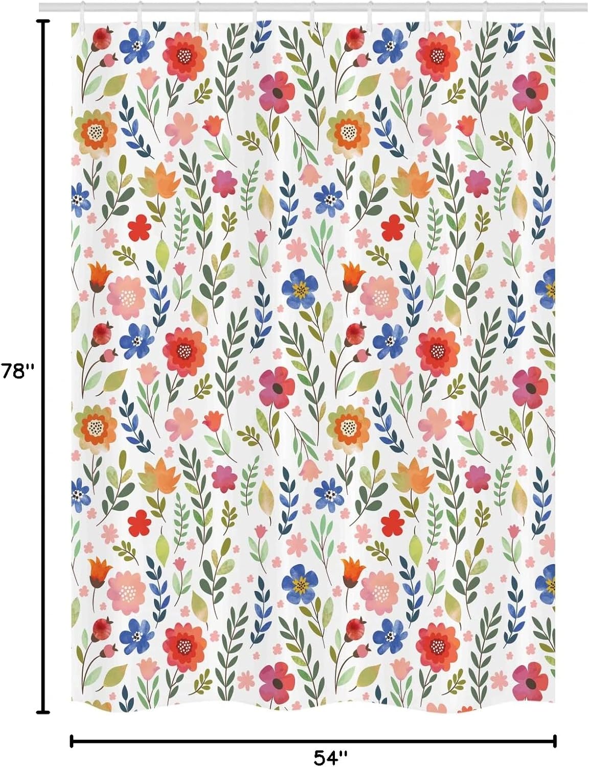 Ambesonne Flower Stall Shower Curtain, Shabby Form Botany Florets Soft Tones Feminine Flourishing Wreath Watercolor Design, Fabric Bathroom Decor Set with Hooks, 54" W x 78" L, Multicolor Blue
