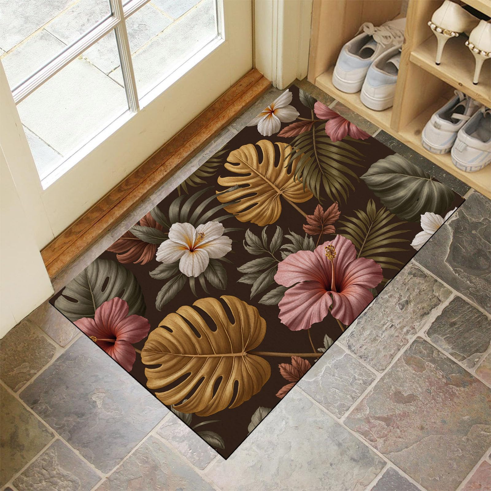 Tapis d'entrée antidérapant imprimé bohème contre les sols glissants