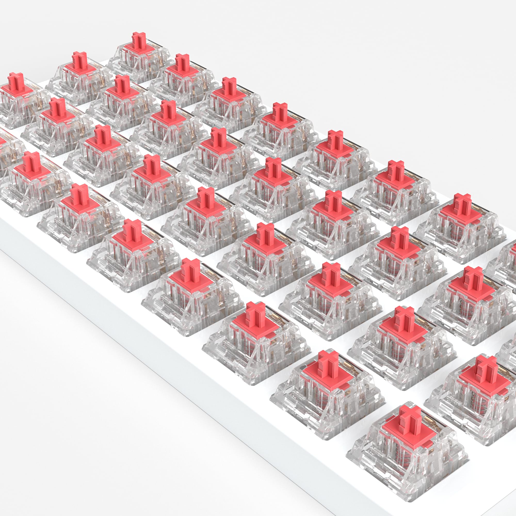 Zjmehty Commutateurs de clavier mécaniques Crystal Red - Commutateurs linéaires 3 broches 50 gf (108 pièces)