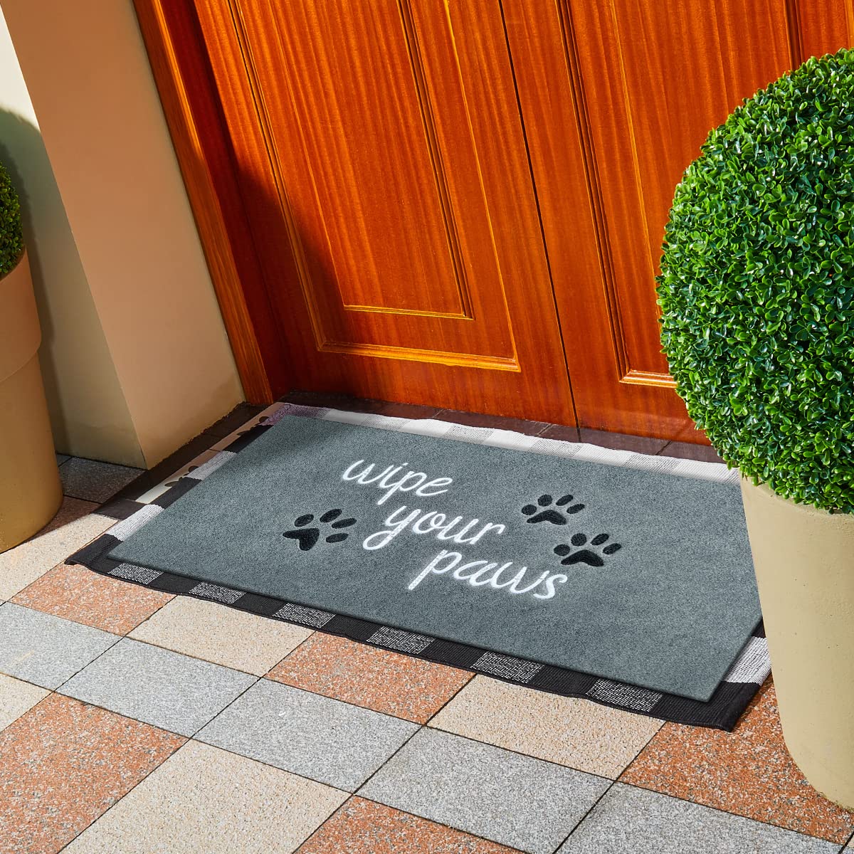 HLFMVWE Large Welcome Mat for Front Door Home Entrance Funny Doormat Wipe Your Paws Mat Outside Door Mats for Indoor Outdoor with Non Slip Light Grey 120x 45 cm - Image 2
