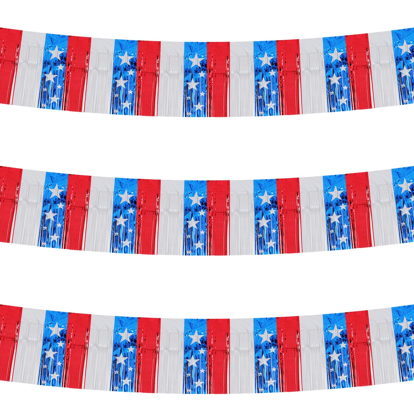 BEISHIDA Star Fringe Garland Banner 3Pack 30ft Wall Tinsel Foil Streamers