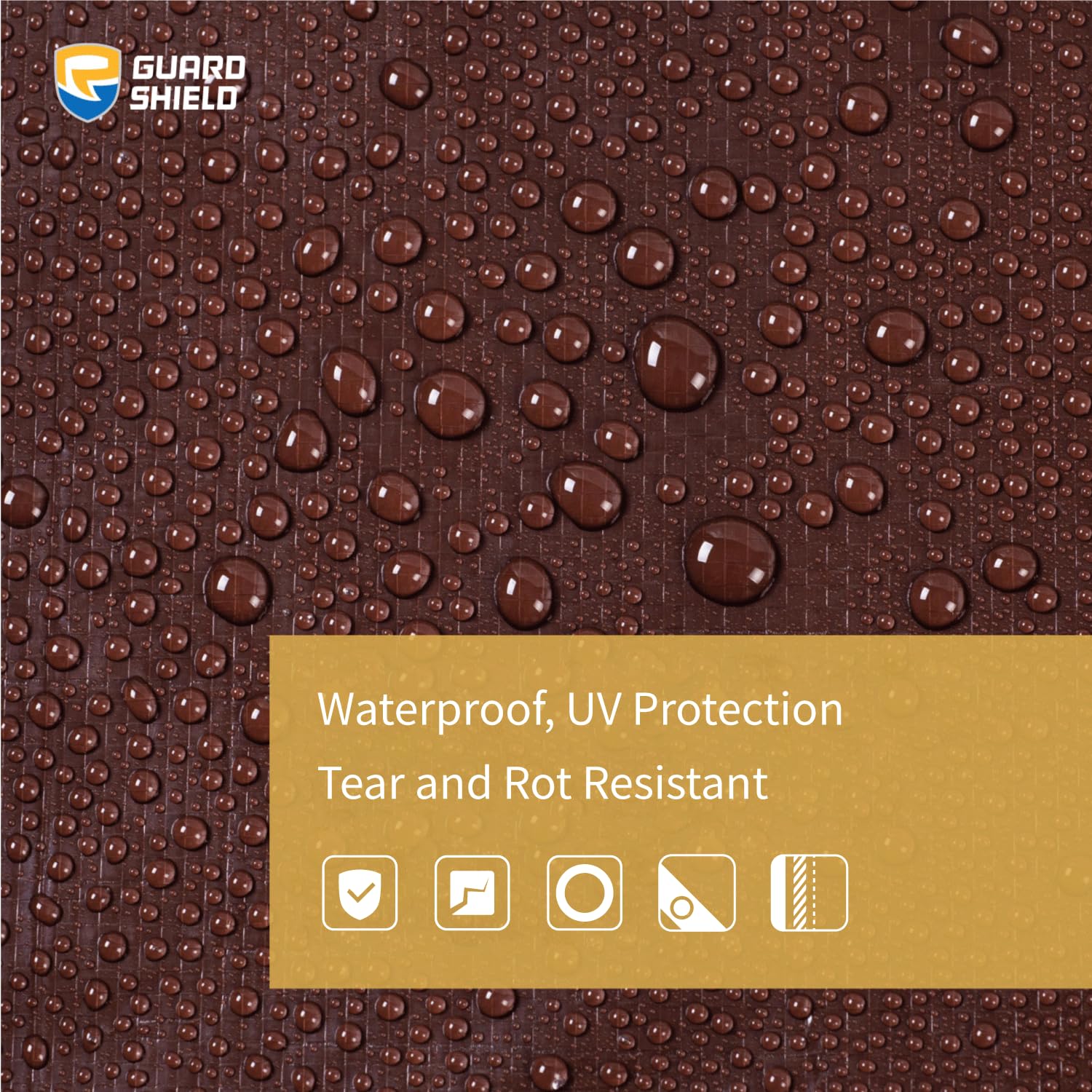 GUARD SHIELD Brown/Green Tarp 15x15 Feet Medium Duty Outdoor Waterproof Multi Purpose Poly Tarps Cover 7mil - 3