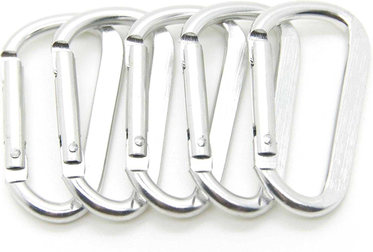 New 100pcs 2.25" Silver Color D Shape Spring-Loaded Aluminum Carabiner Belt Clip Key Chain Hook