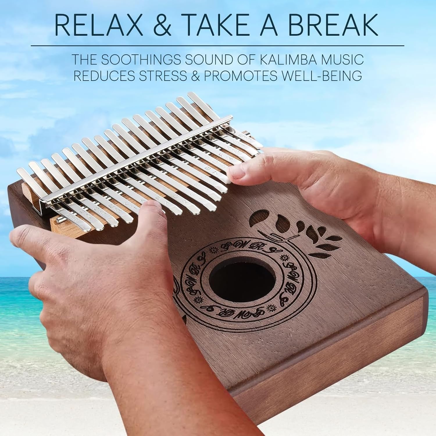 UNOKKI 17-Key Kalimba Thumb Piano - Portable Mahogany Percussion Mbira Instrument - Beginner Tuning Set, Music Instruments for Kids Gifts - Dark Brown