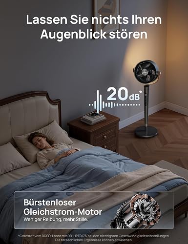 Dreo 43 Inch Smart Standing Fan for Bedroom, 100ft Strong Airflow Fan, DC Motor Silent Floor Fans, 120°+105° Oscillating Pedestal Fans with 12H Timer, 6 Modes, WiFi/Alexa/Remote Control - 5