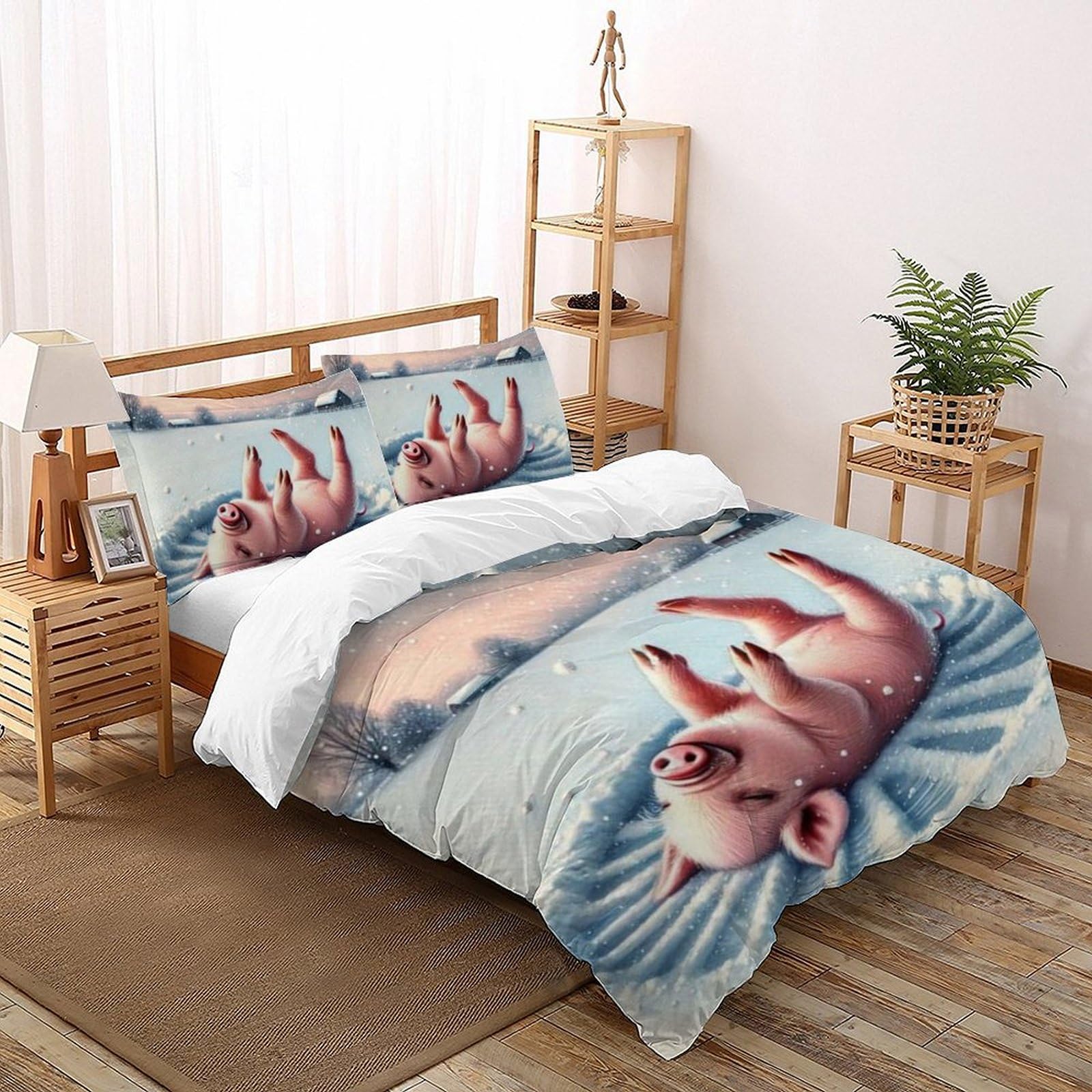 Housse de couette cochon pour cadeau d'anniversaire literie double 200x200