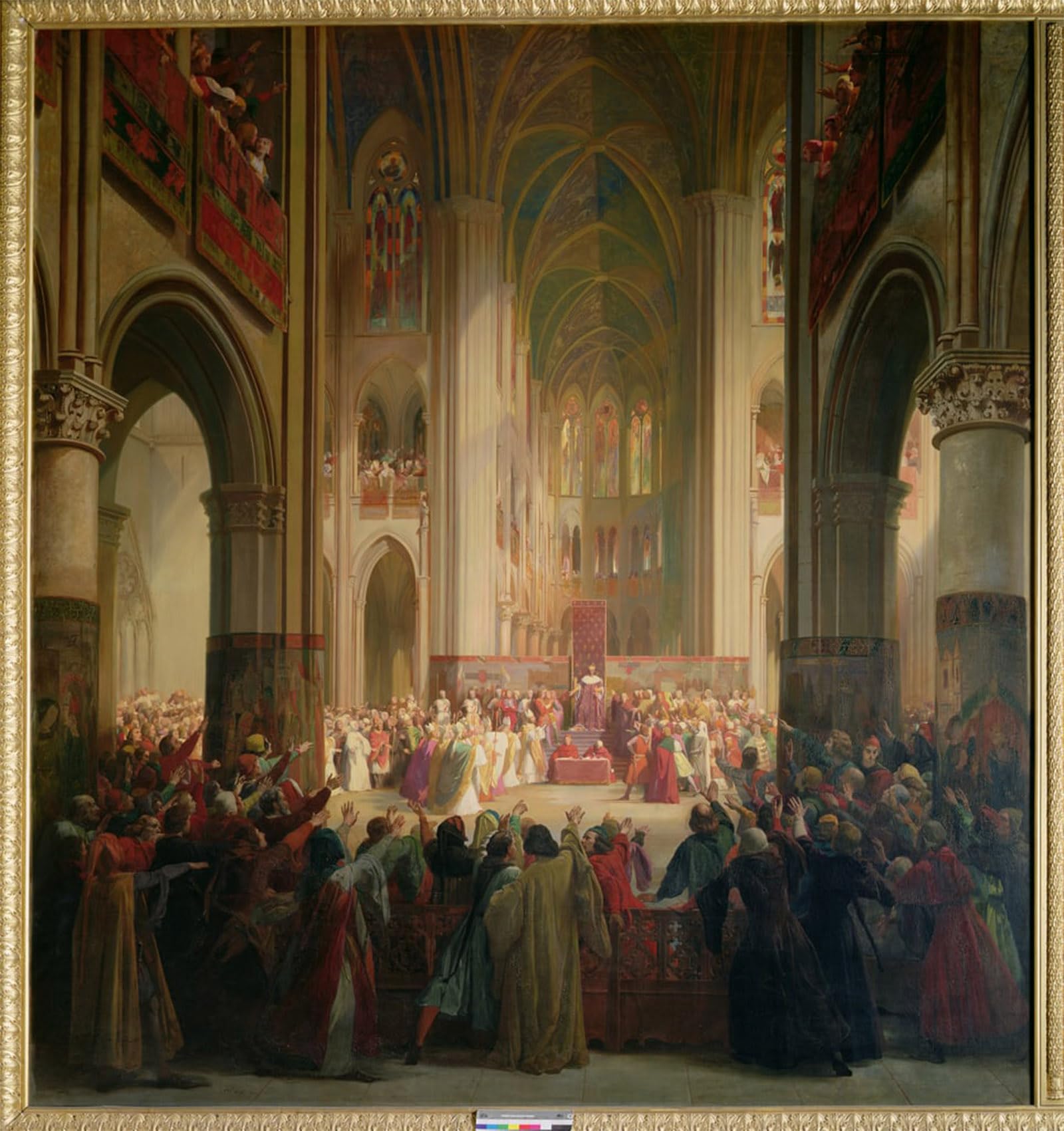 SERENDIPITP Retro Picture Poster Wall Art Pictures Painting Estates General of Paris Meeting in Notre Dame After the Death of Charles Iv by Jean Alaux Wall Art Canvas Print for Wall Decor 60x90cm