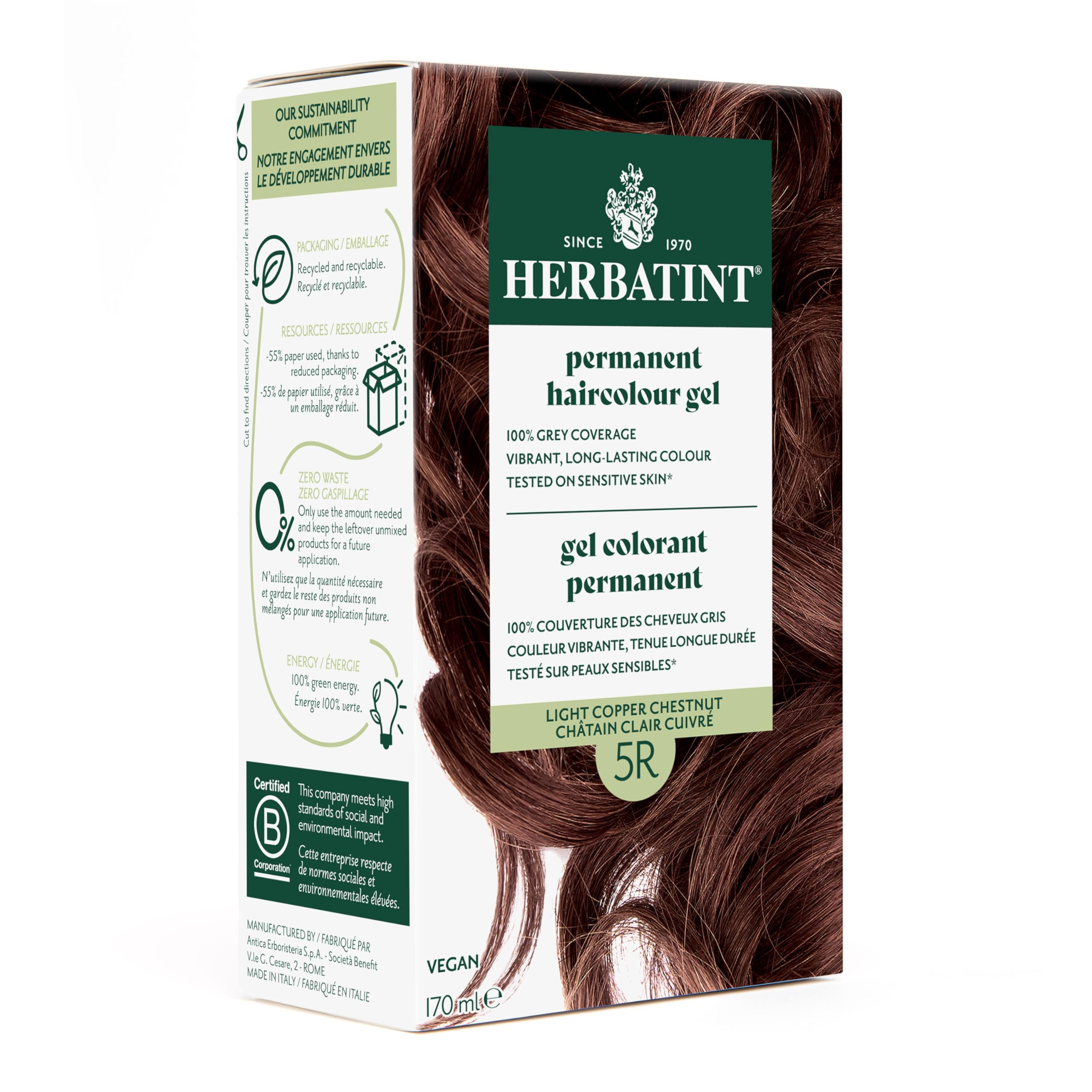 Herbatint5R Light Copper Chestnut Permanent Hair Colour, 4 OZ