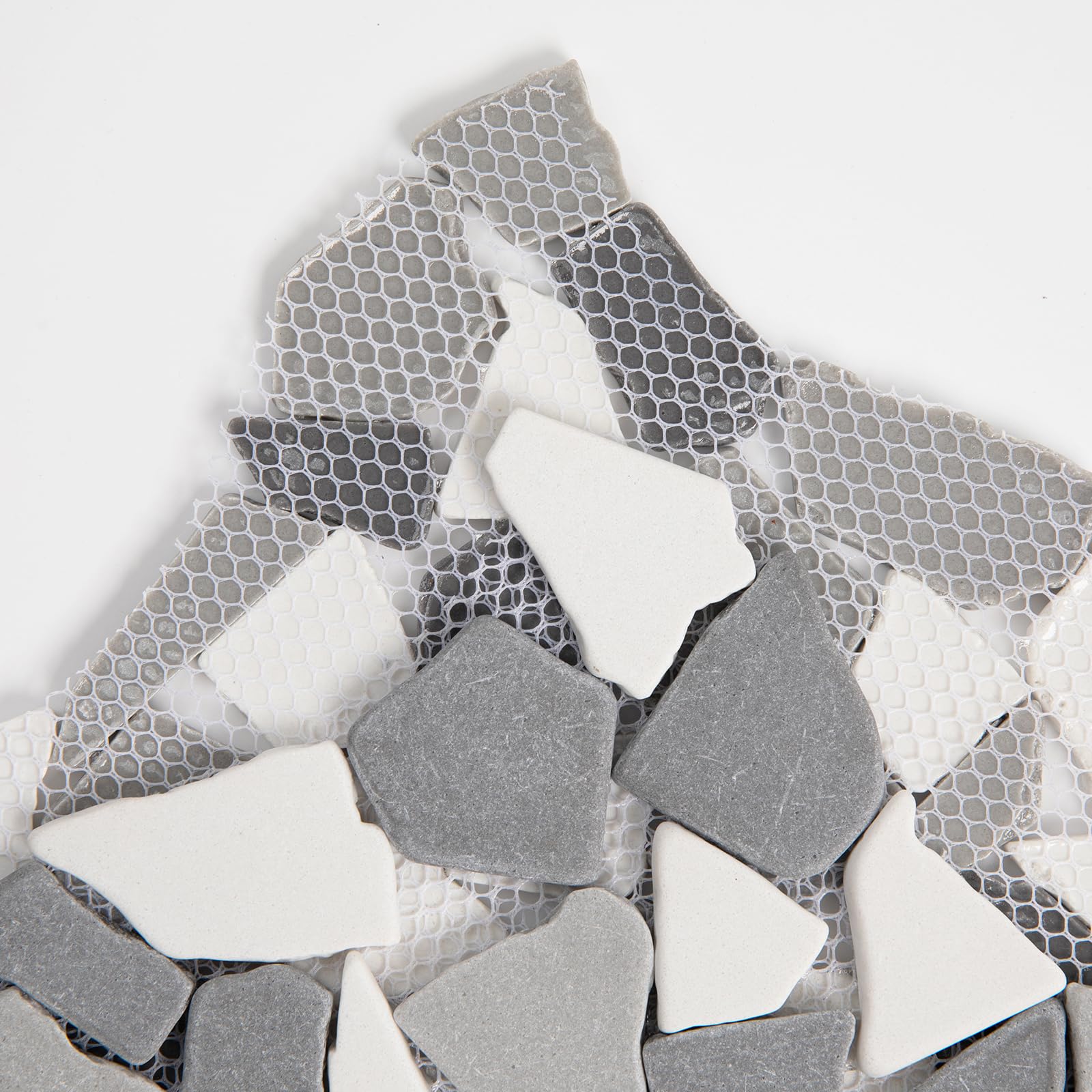 Kieselsteinfliese für Duschboden, grauer geometrischer Kieselstein-Mosaikrückwand für Küche, Badezimmer, Wand- und Bodenfliese und Außenbereiche, 5 Blatt