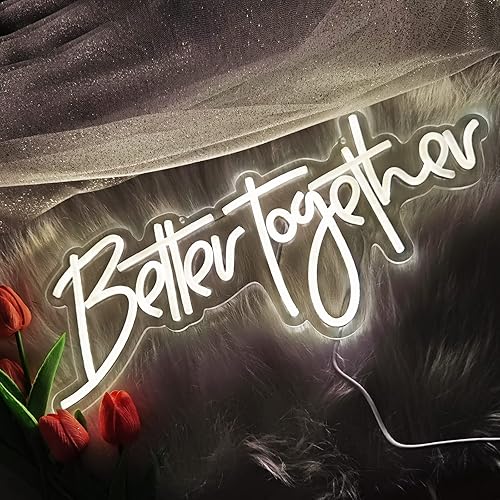 Miniatura 3 de Letrero de neón Better Together, con regulable, blanco cálido, decoración de pared de neón, utilizado para decoración de fiestas de cumpleaños,