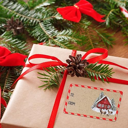 Vista 7 de Outus 500 etiquetas de Navidad, etiquetas autoadhesivas de regalo para regalos de Navidad, etiquetas de nombre de Navidad, etiquetas para papel
