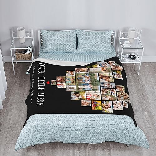 Miniatura 6 de Manta personalizada con foto de corazón para familia, regalos de cumpleaños, boda, graduación