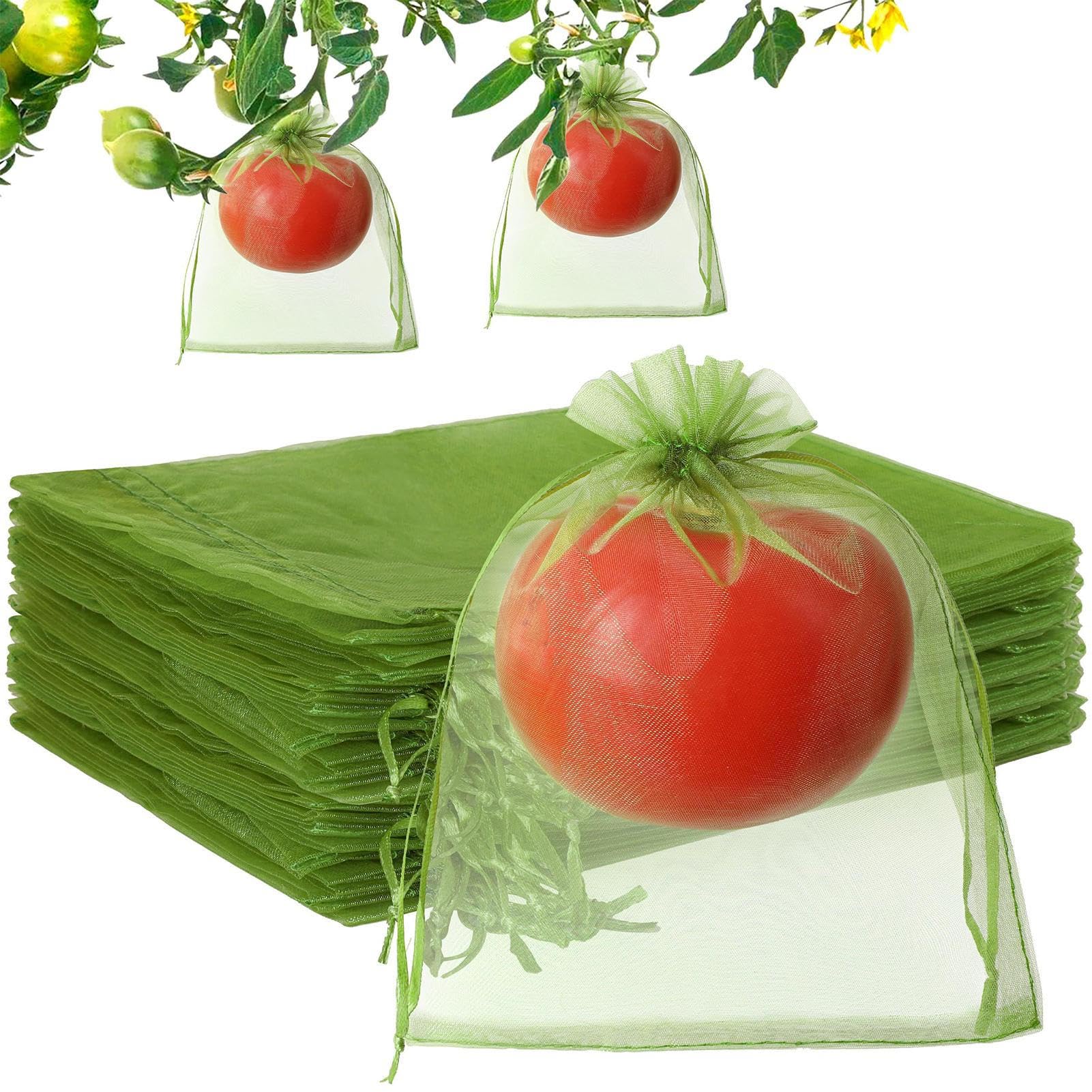Sacs à fruits et légumes au potager : protection réutilisable avec cordon pour fraises et raisin