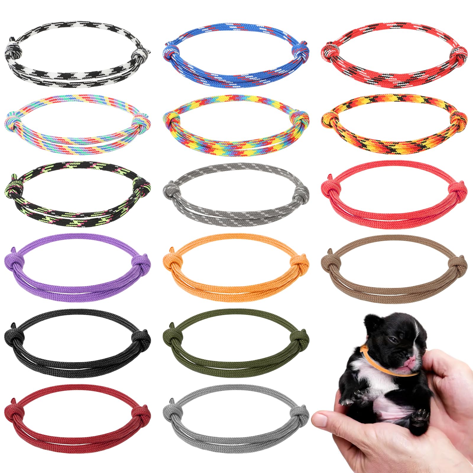 Jagowa Welpen-Halsbänder Set – 15 Stück, Weich, Verstellbar, Für Hund & Katze