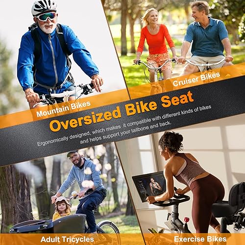 Miniatura 4 de Bike Seat Noseless Wide Bicycle Seat for Women Men, Bike Seats Cushion Comfort for Big Butt, Multiple Fit Saddle for Peloton, Electric, Exercise,