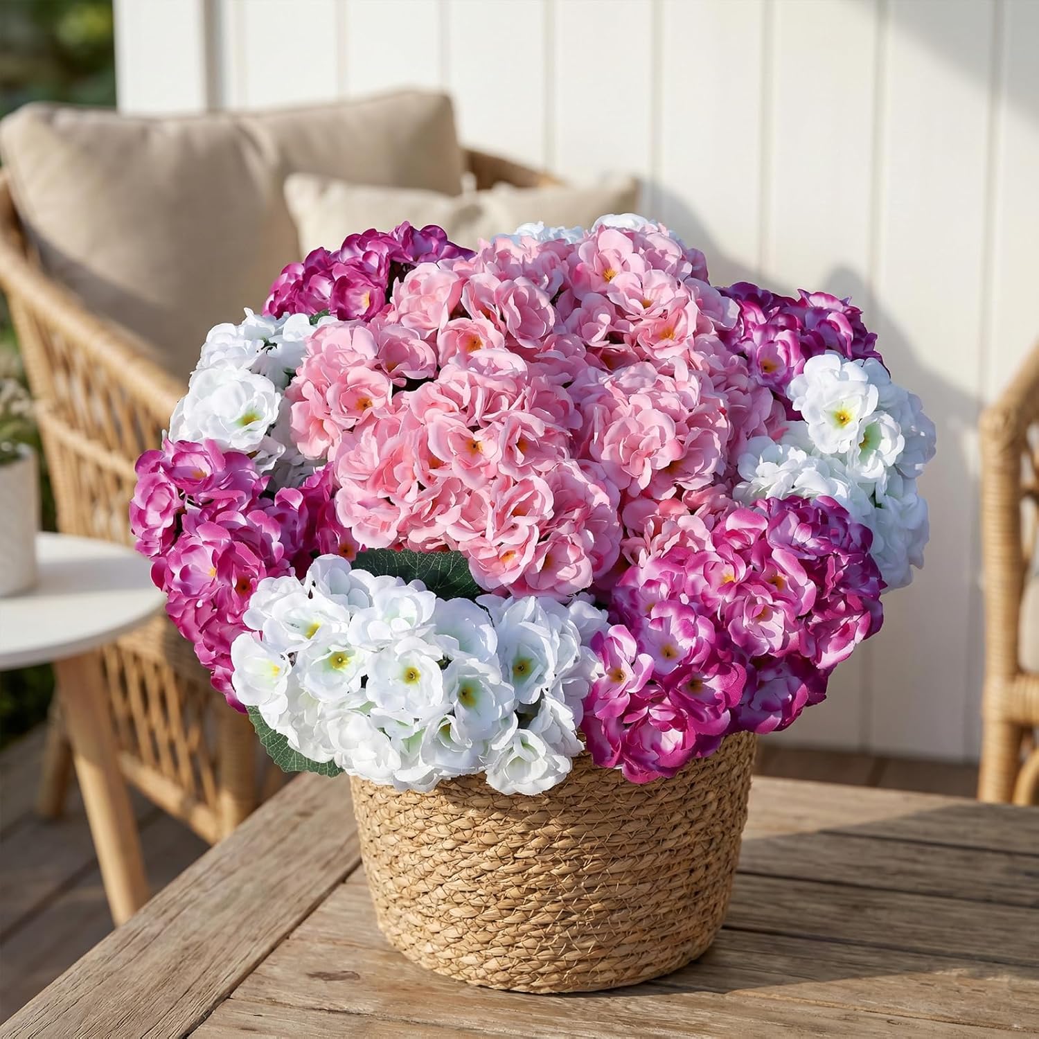 12 Pack Artificial Geraniums for Outdoors,UV Resistant Fake Geranium Plants with 6 Bright Colors,Faux Flowers for Window Box,Porch, Patio,Hanging Basket,Indoor Outdoor All Season Decor