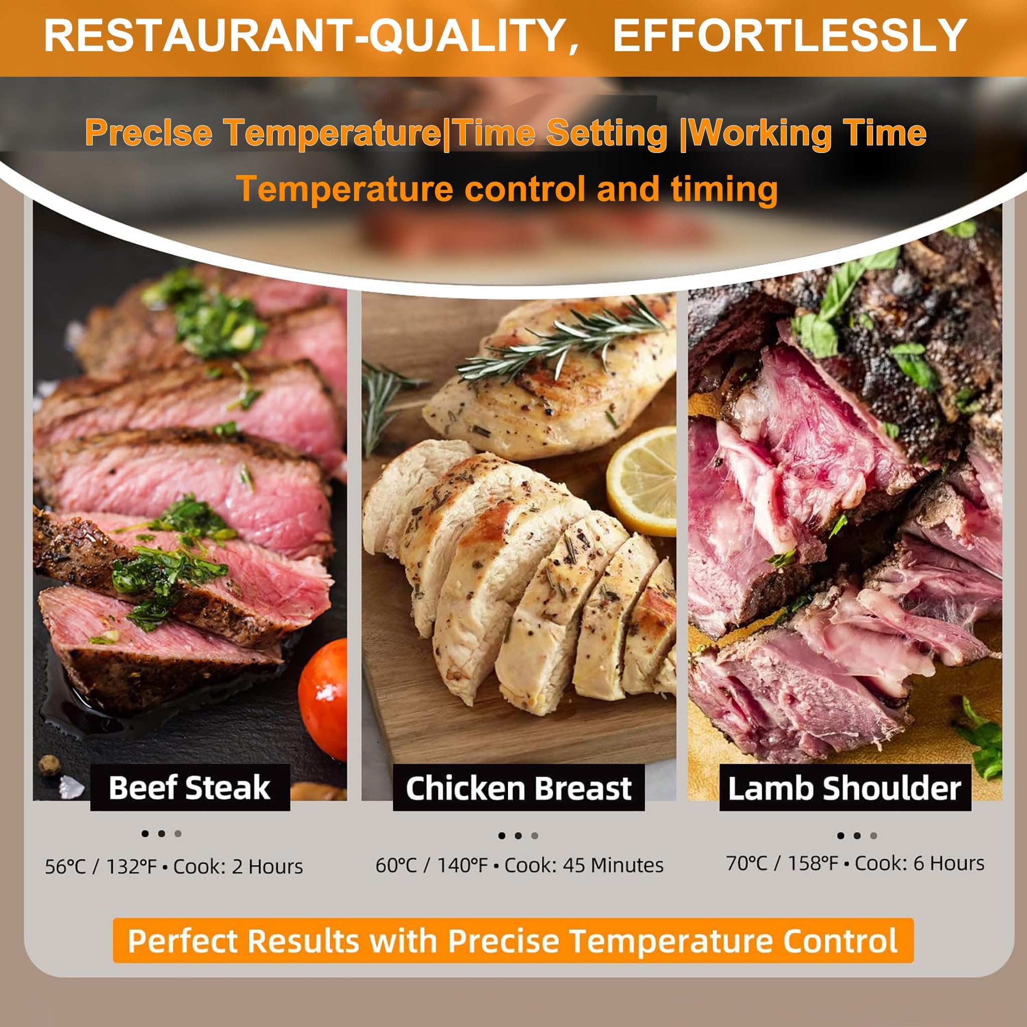 Cuocitore Sous Vide 1600W, Circolatore A Immersione Per Contenitori Fino A 60L, Precisione ±0.1°C, Controllo Della Temperatura 10–99°C, Circolazione Dell'acqua A 360°, IPX7 Impermeabile
