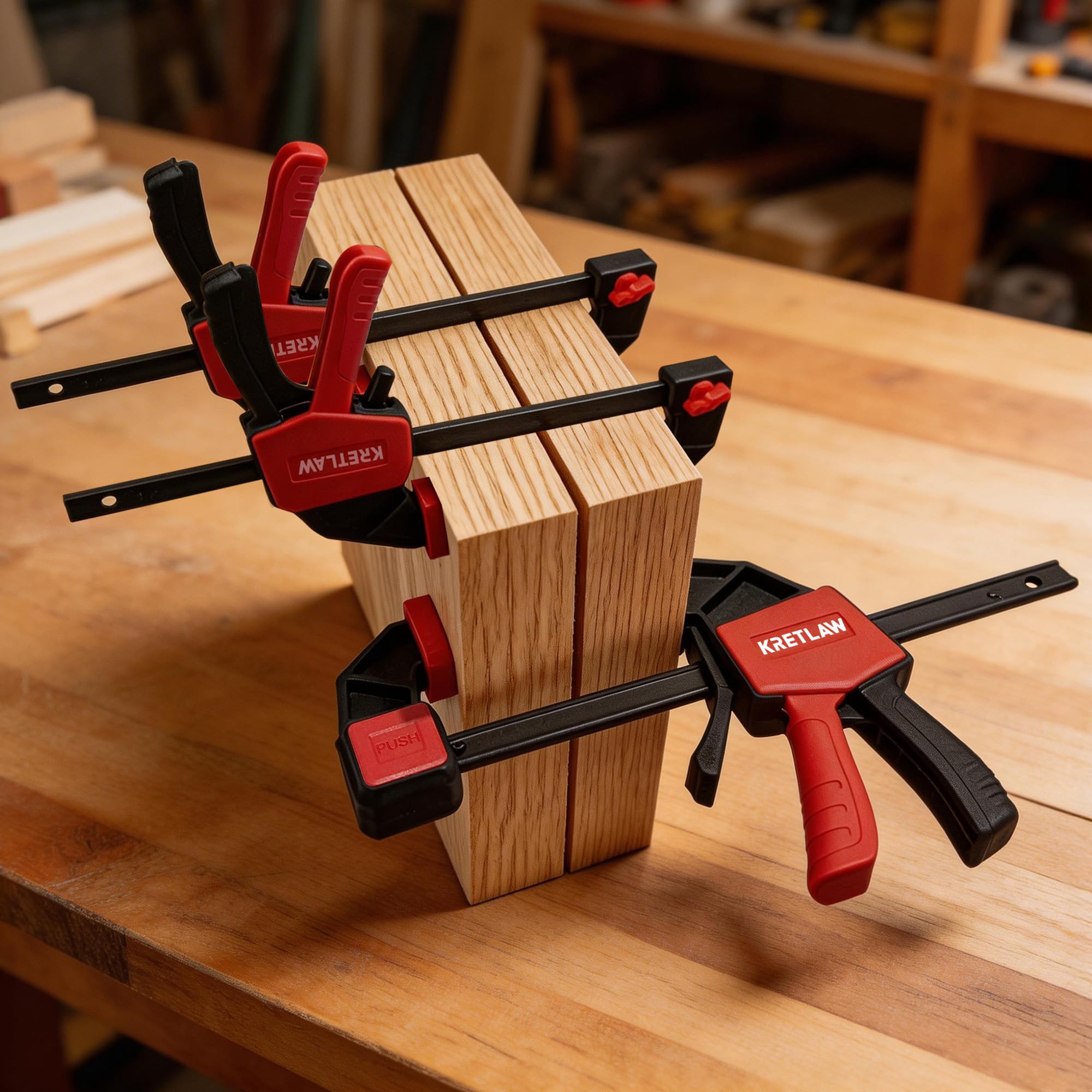 Einhandzwingen Set 6 Stück, 2×150mm & 4×120mm Schnellspannzwingen 2 in 1 zum Spannen & Dehnen, Spannkraft 75kg/45kg, Stahl & Nylon für Holz, Möbel, Metall, DIY Projekte