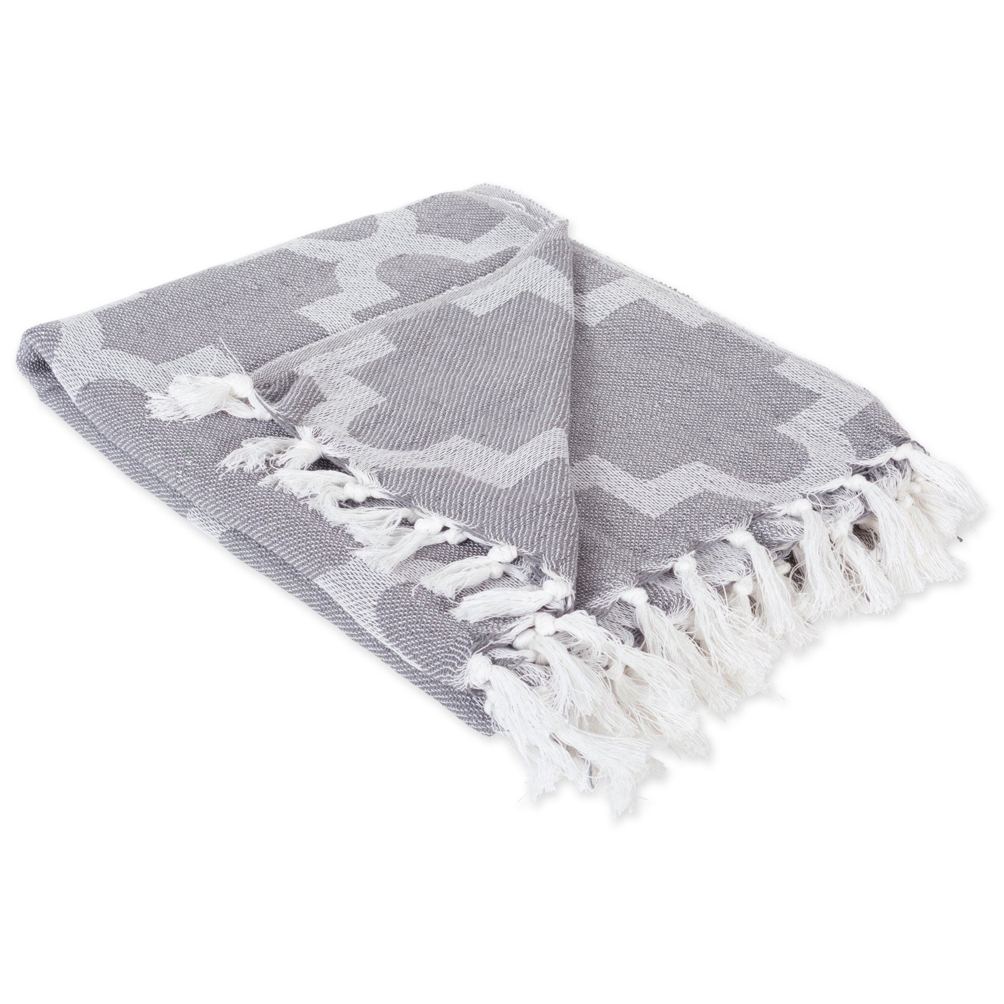 Manta moderna de algodón marroquí con flecos para sofá, silla, habitación de invitados, picnic, campamento, playa y uso diario, 50 x 60 pulgadas, color gris
