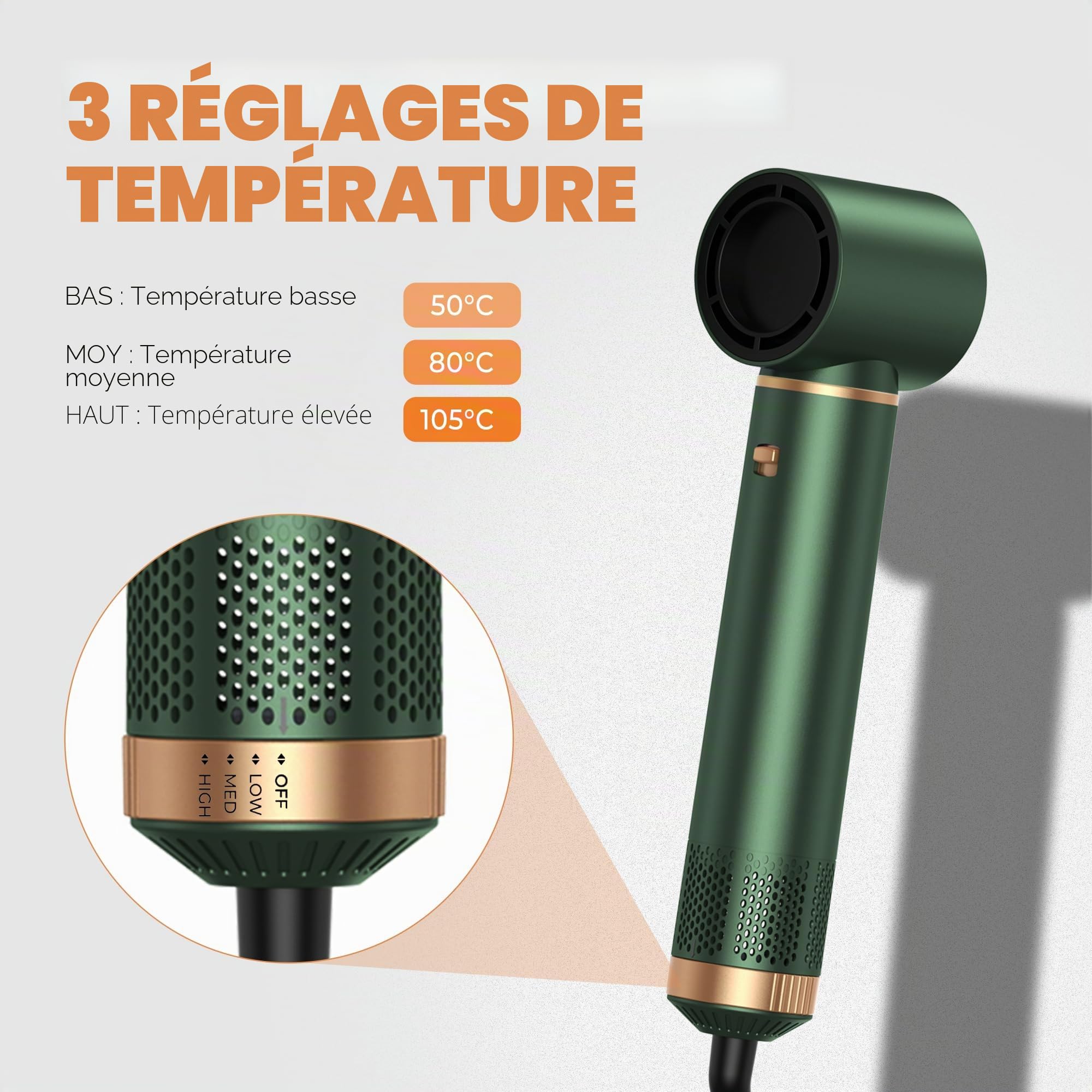 Air Brush 5 en 1 Hair Styler Airbrush 5 en 1 Air Styleravec Seche Cheveux, Brosse Soufflante, Fer a Boucler, Thermal Brush, Brosse Lissante Seche Cheveux 5 en 1 pour Sécher, Boucler, Lisser