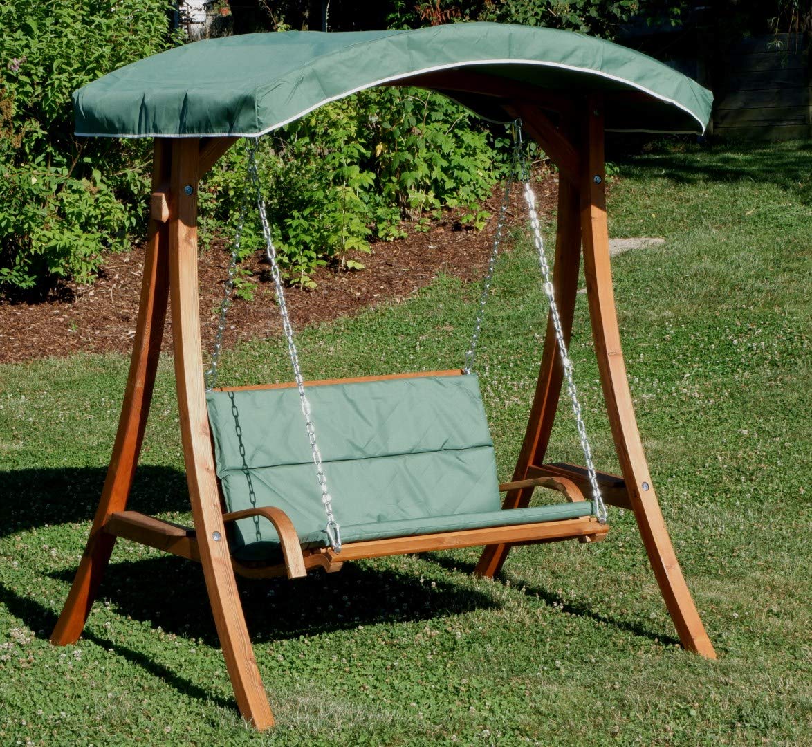 Design balancelle de Jardin Fauteuil de Jardin mélèze Bois avec Toit modèle Rio-Vert de AS-S