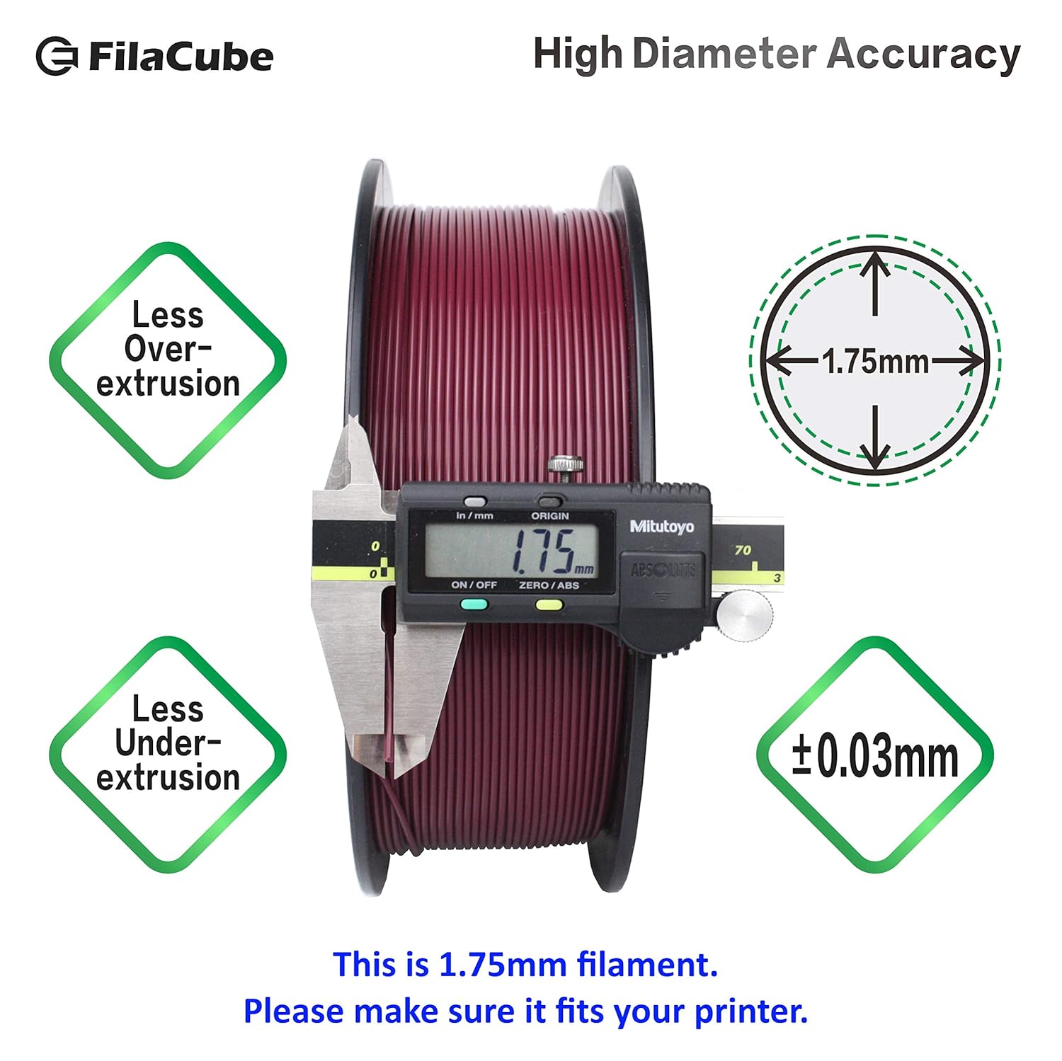 Maroon (Reddish Purple,Dark Brownish red,Burgundy) 1.75mm PLA 3D Printer Filament 1kg FilaCube PLA 2 Plastic PMS 7421C 7421 C AggieMaroon TAMU Aggie [Made in USA] Burgundy pla/Burgundy Filament