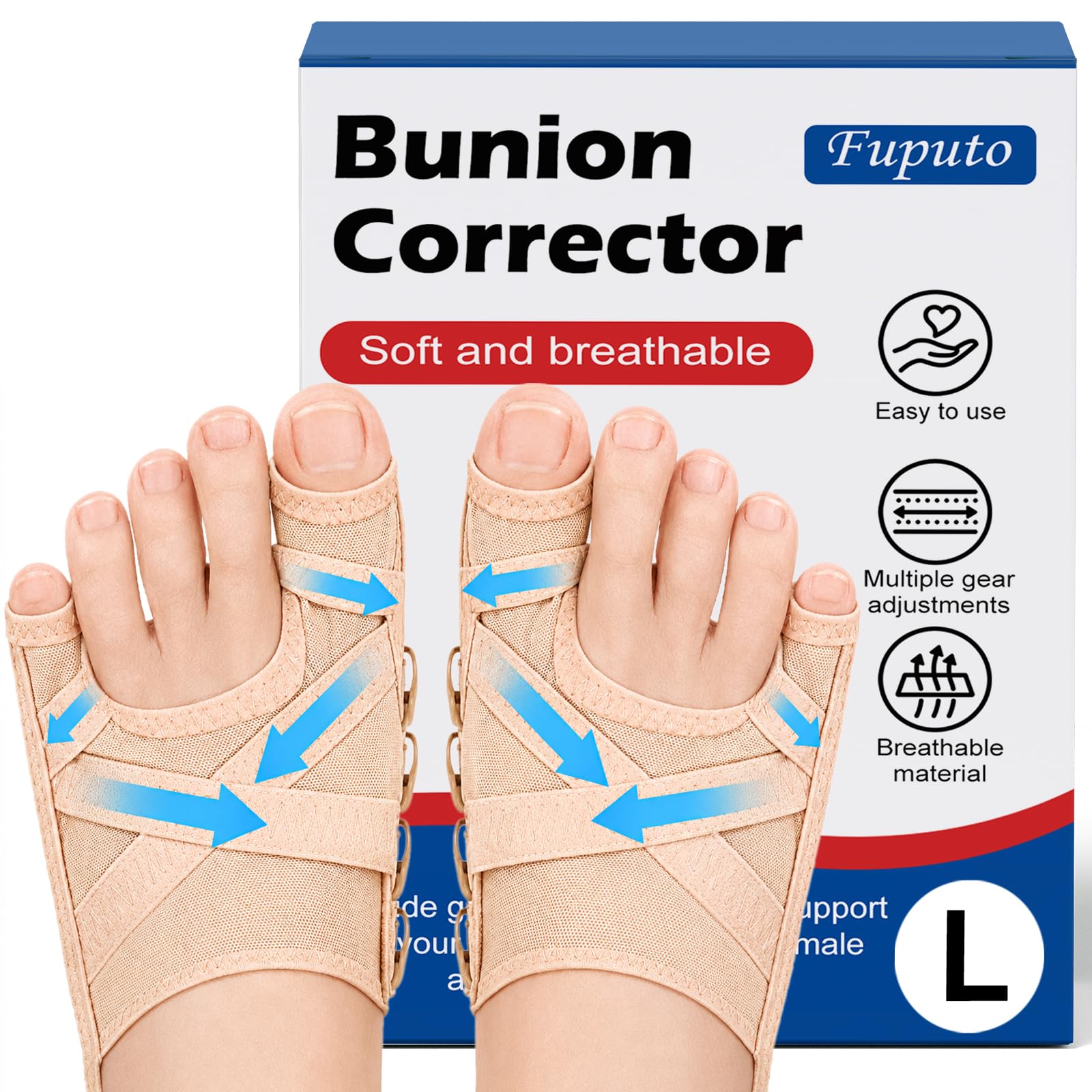 Photo 1 of Adjustable Bunion Corrector Sleeve,Breathable Hallux Valgus Toe Straightener,Applicable to The Big Toe and The Little Toe,Lightweight Bunion Support for Men & Women For Day or Night Wear,1pair(Large)