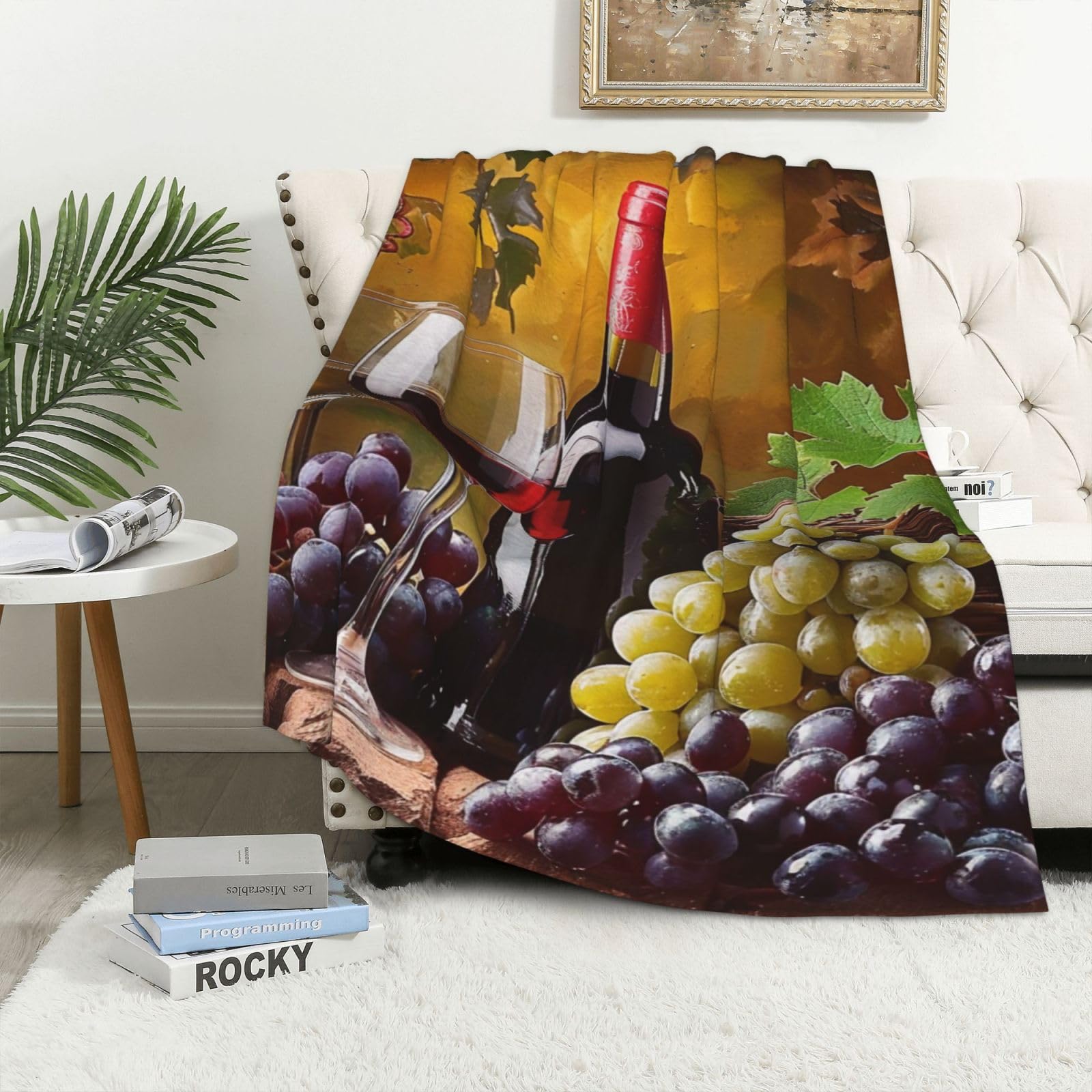Couverture flanelle raisin contre le froid au bureau et sur le canapé