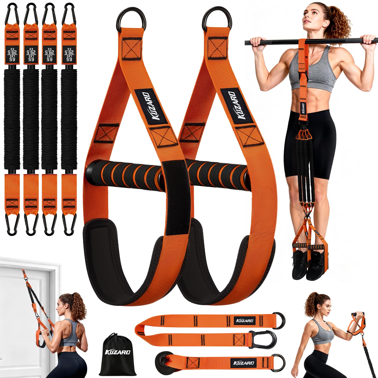 Pull Up Assistance Bands for Women Heavy Duty Resistance Bands with Handles Exercise Band with Door Anchor Workout