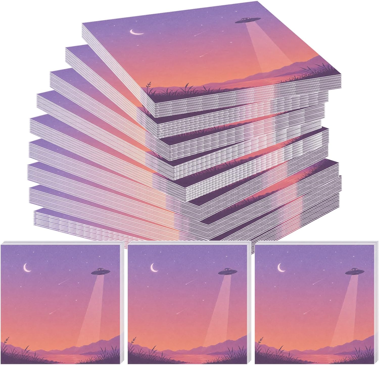 gisgfim Alien UFO Sticky Notes Set of 12, 3x3 Inch Self Stick Memo Pads, Cute Space Flying Saucer Design, Self Adhesive Notes for to Do Lists, Reminders, School Office Supplies, Party Favors, Gifts